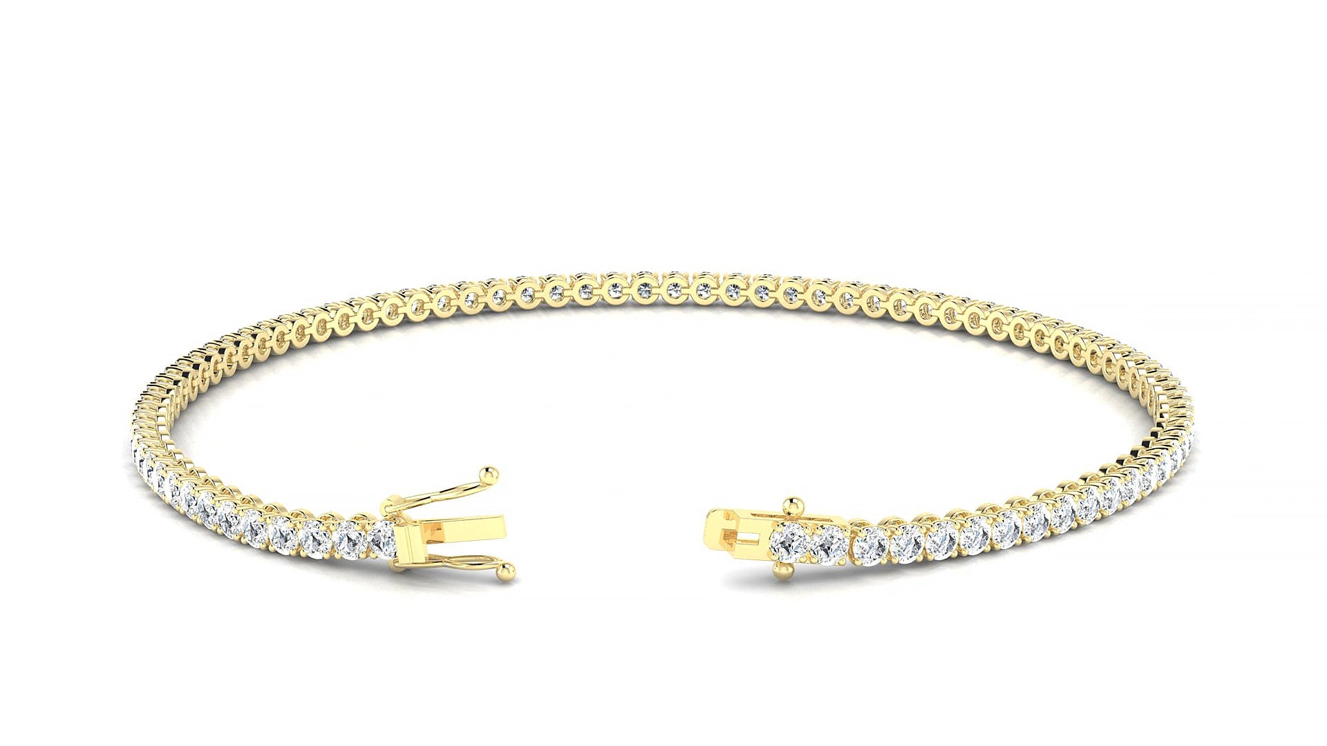 Firenze | 18k Yellow Gold 2 mm Round Natural Diamond 20 cm Tennis Bracelet