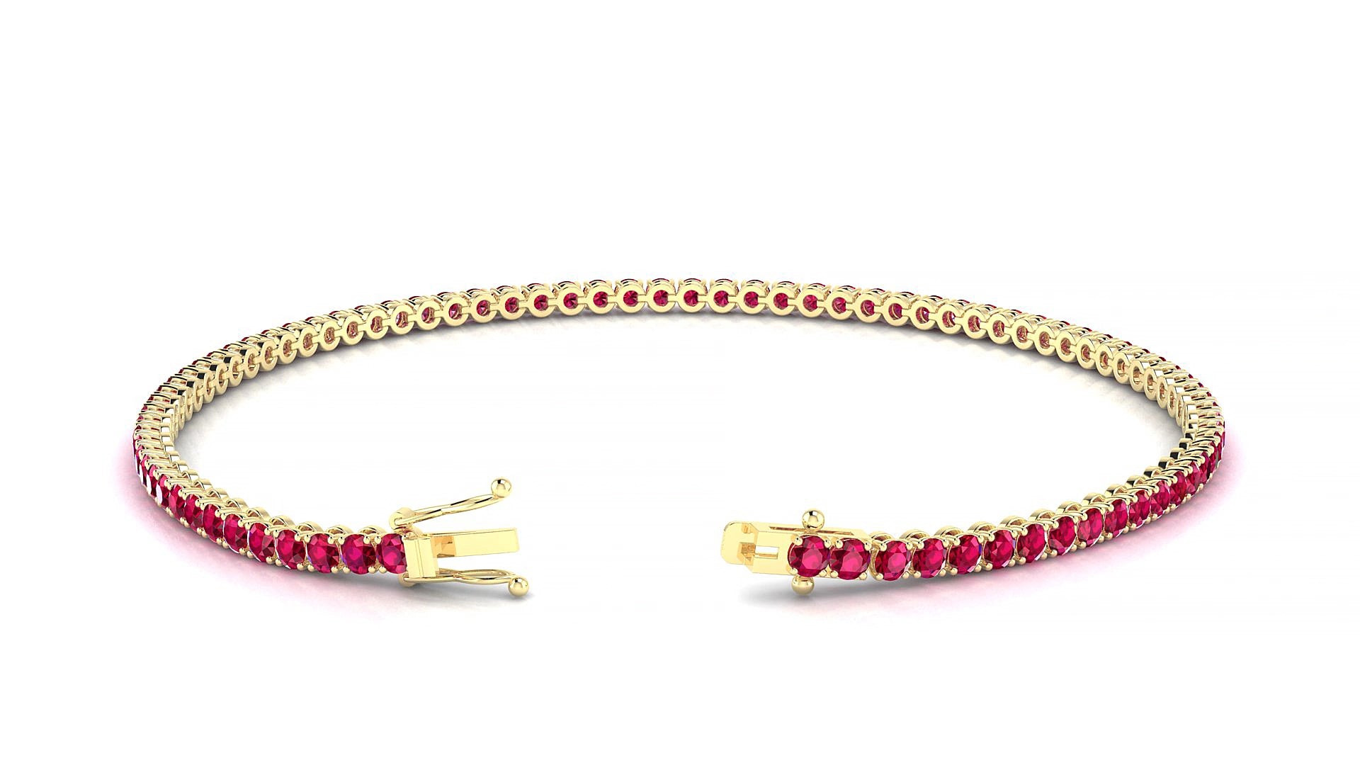 Firenze | 18k Yellow Gold 2 mm Round Natural Ruby 20 cm Tennis Bracelet
