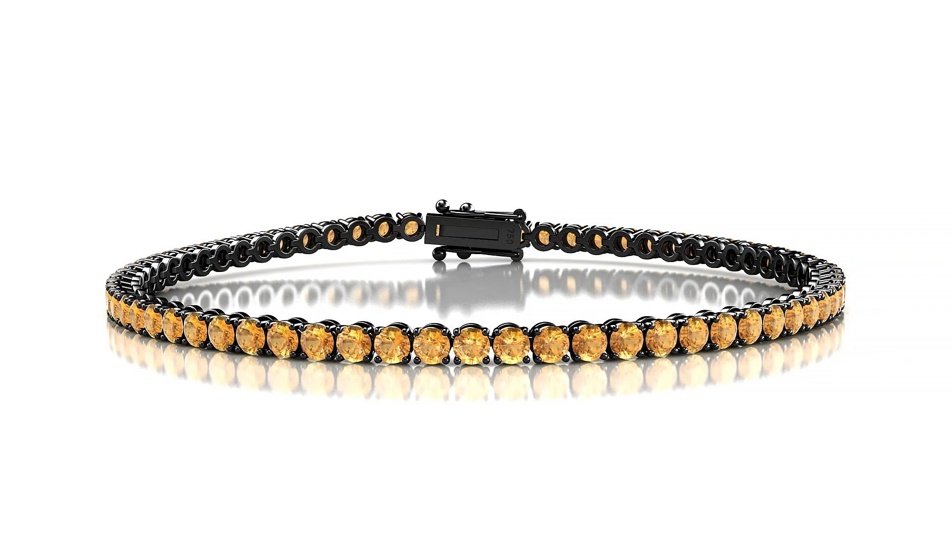 Firenze | 18k Black Gold 2.5 mm Round Natural Citrine Tennis Bracelet