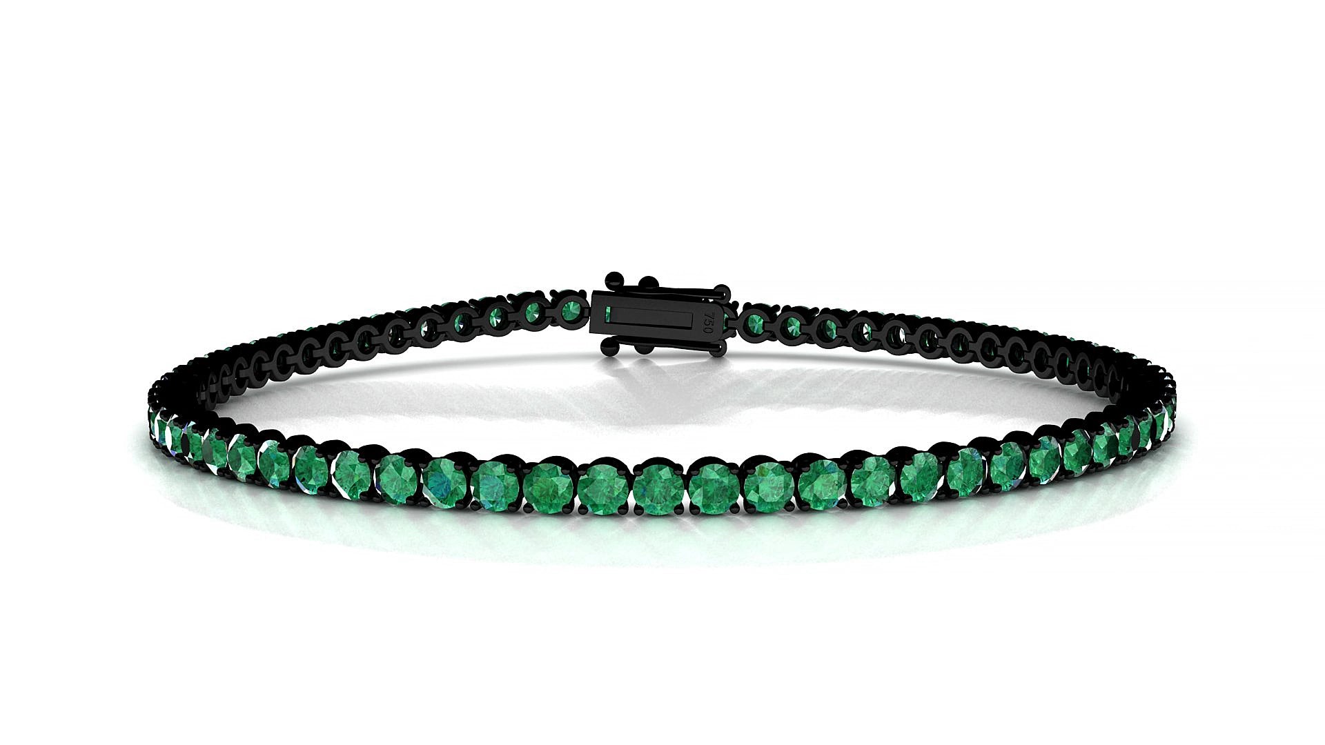 Firenze | 18k Black Gold 2.5 mm Round Natural Emerald 20 cm Tennis Bracelet
