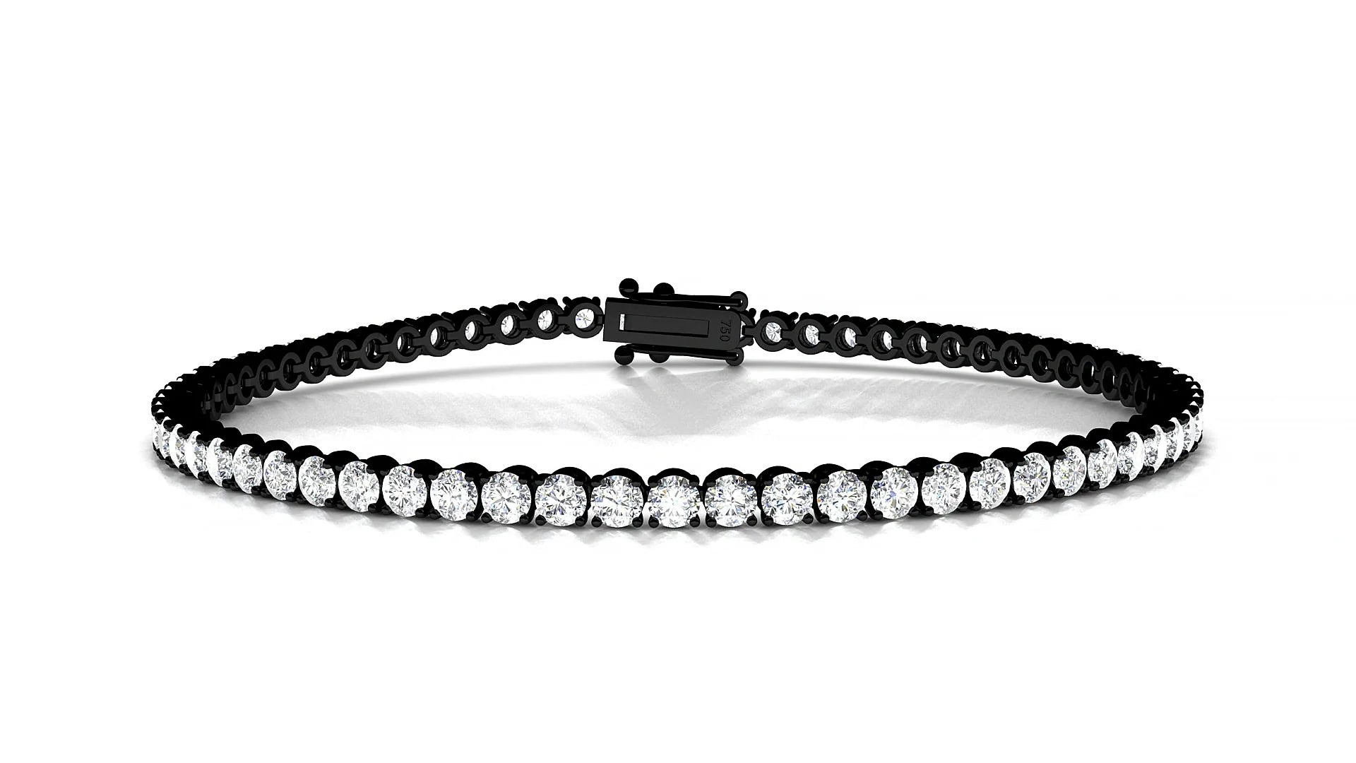 Firenze | 18k Black Gold 2.5 mm Round Lab-Grown Diamond 18 cm Tennis Bracelet