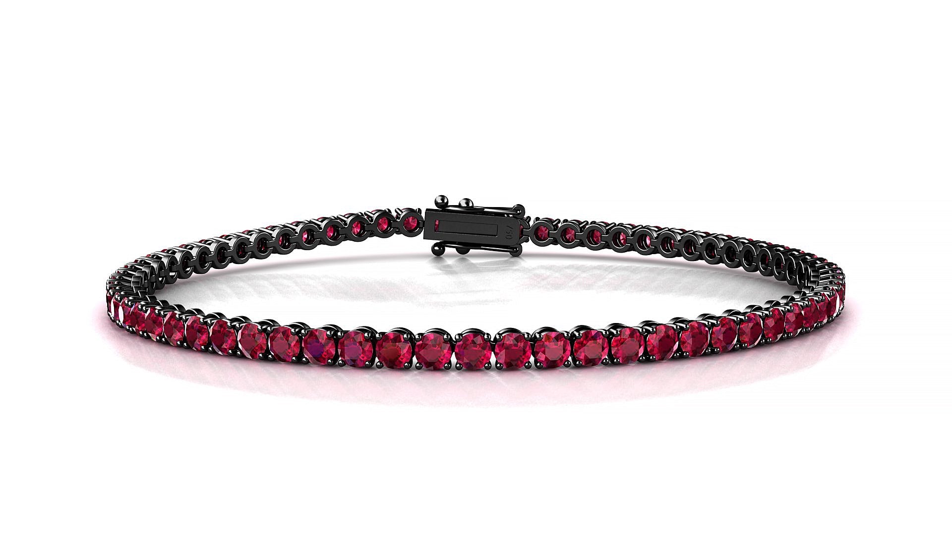 Firenze | 18k Black Gold 2.5 mm Round Natural Ruby Tennis Bracelet