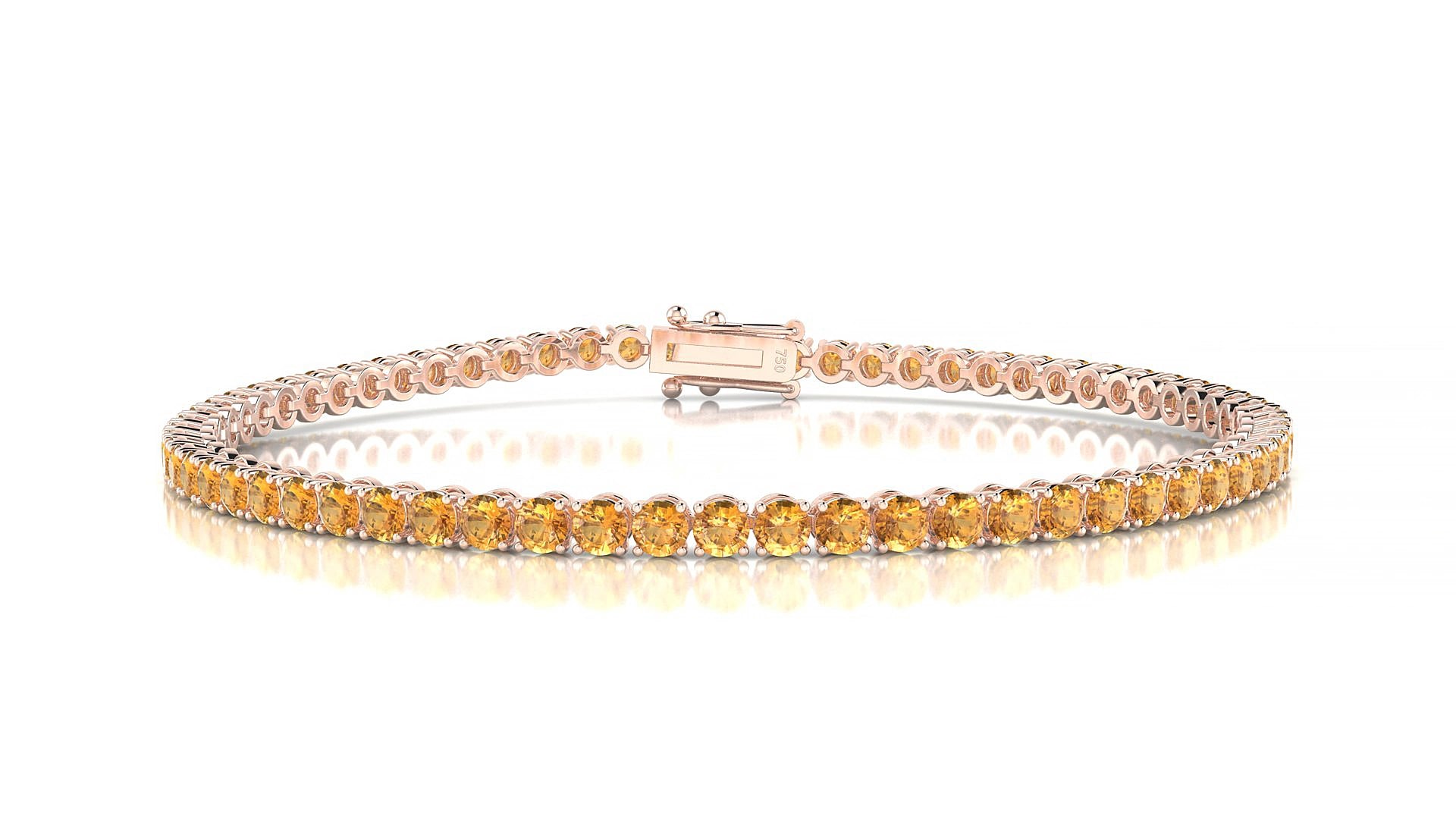 Firenze | 18k Rose Gold 2.5 mm Round Natural Citrine 17 cm Tennis Bracelet