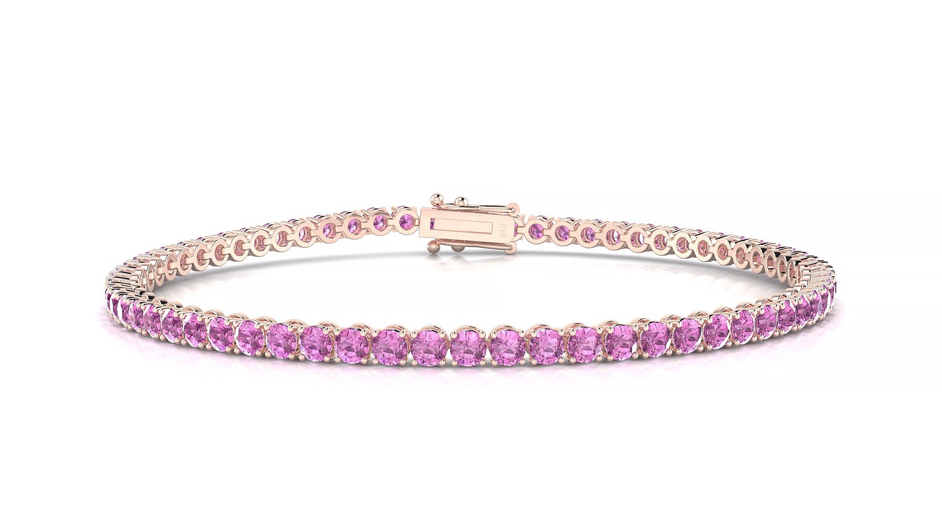 Firenze | 18k Rose Gold 2.5 mm Round Natural Pink Sapphire Tennis Bracelet