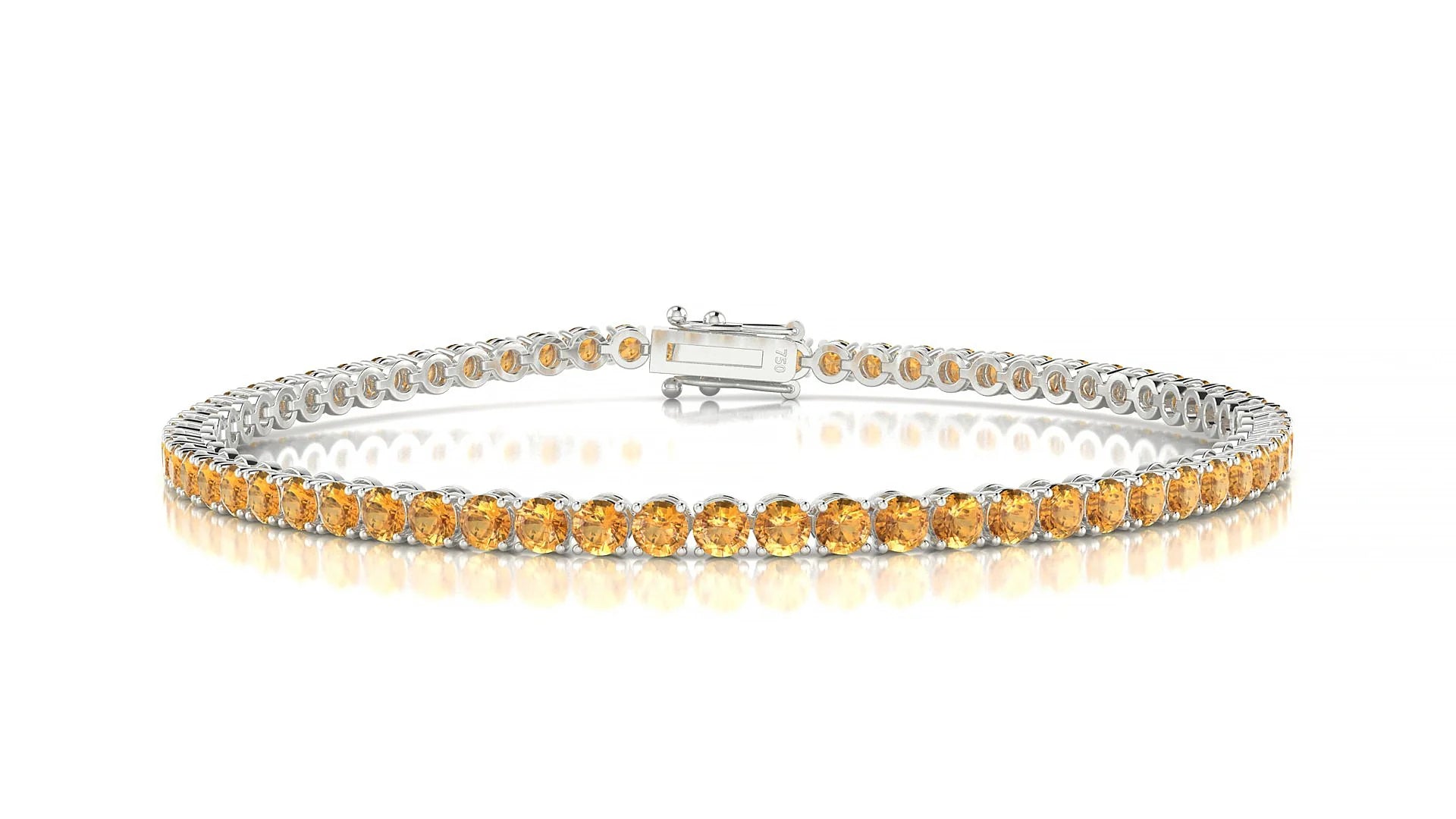 Firenze | 18k White Gold 2.5 mm Round Natural Citrine Tennis Bracelet