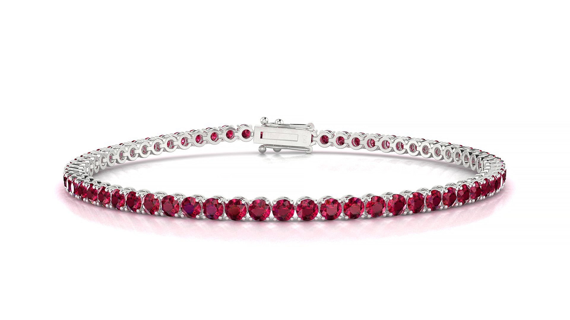 Firenze | 18k White Gold 2.5 mm Round Natural Ruby Tennis Bracelet
