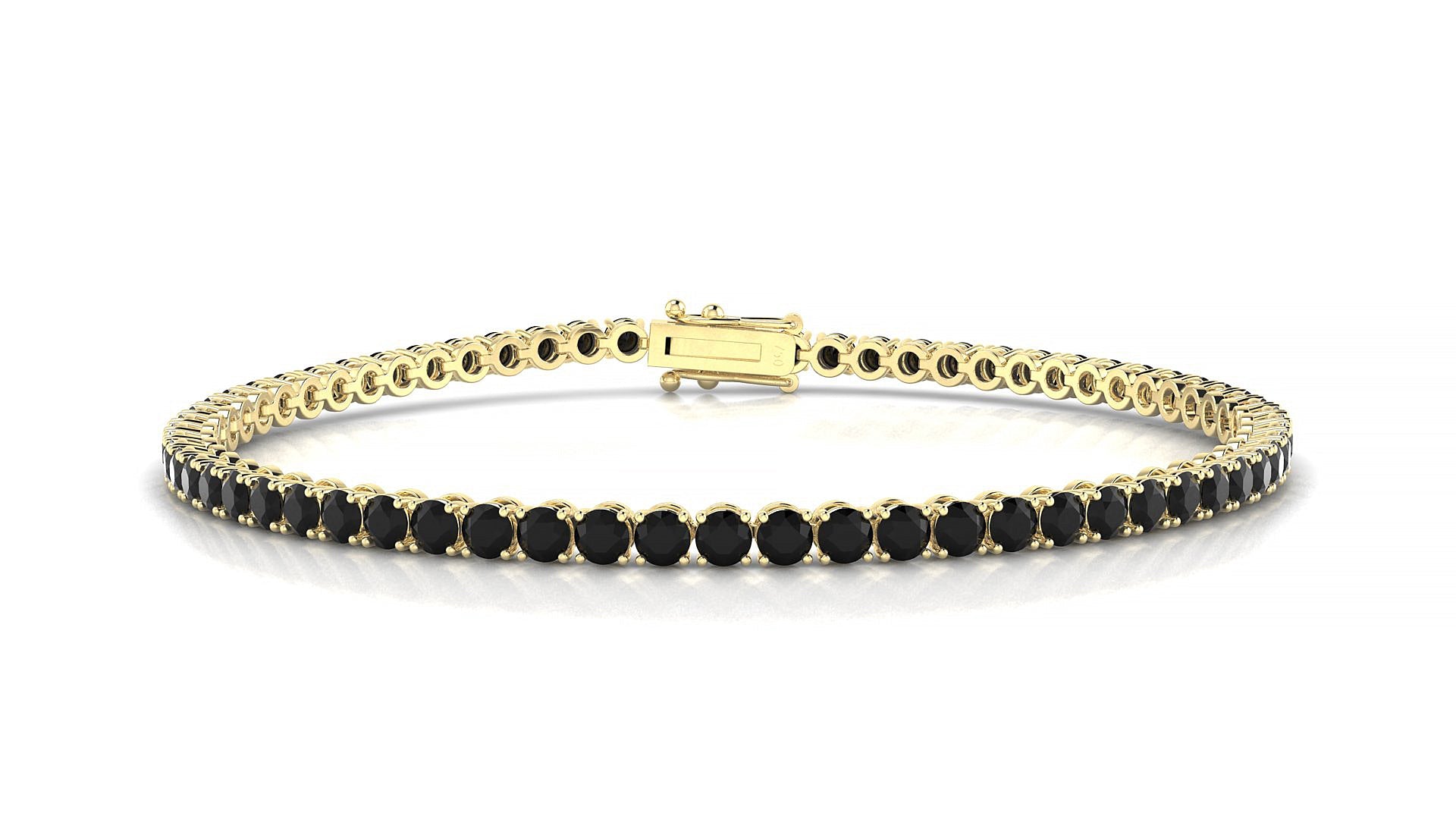 Firenze | 18k Yellow Gold 2.5 mm Round Natural Black Diamond Tennis Bracelet