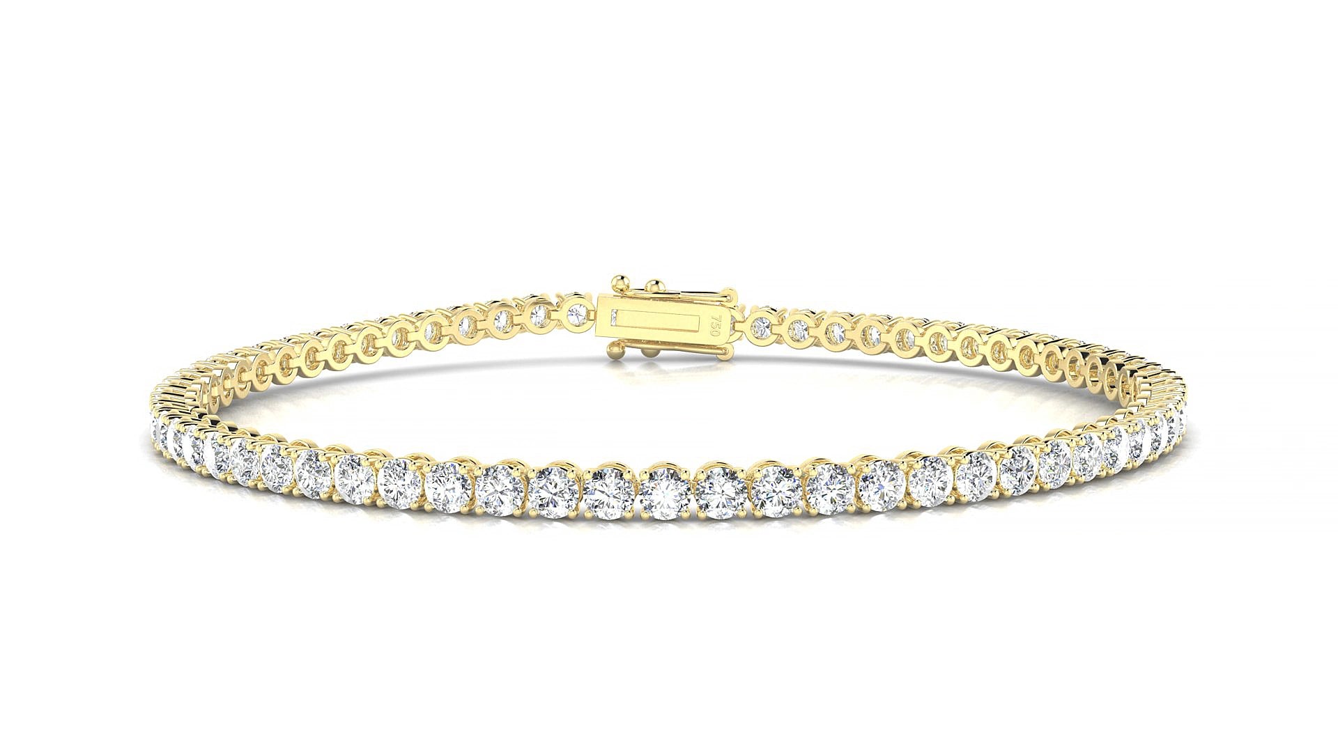 Firenze | 18k Yellow Gold 2.5 mm Round Natural Diamond 16 cm Tennis Bracelet