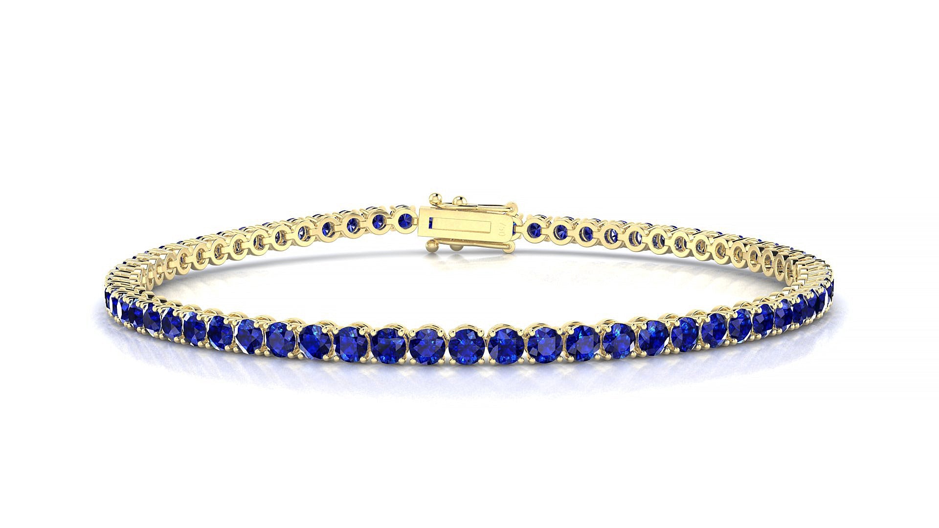 Firenze | 18k Yellow Gold 2.5 mm Round Natural Sapphire Tennis Bracelet