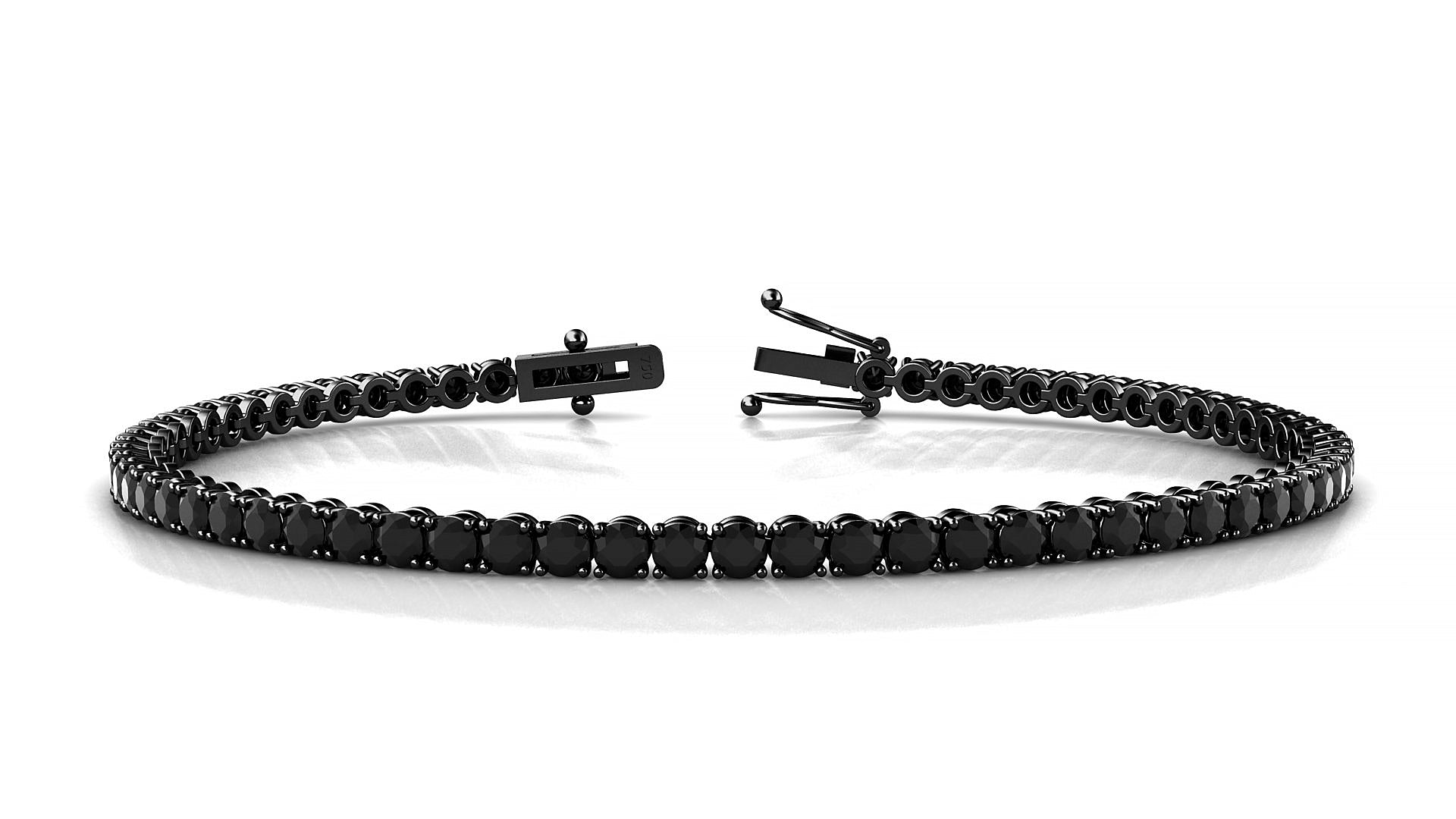 Firenze | 18k Black Gold 2.5 mm Round Natural Black Diamond Tennis Bracelet