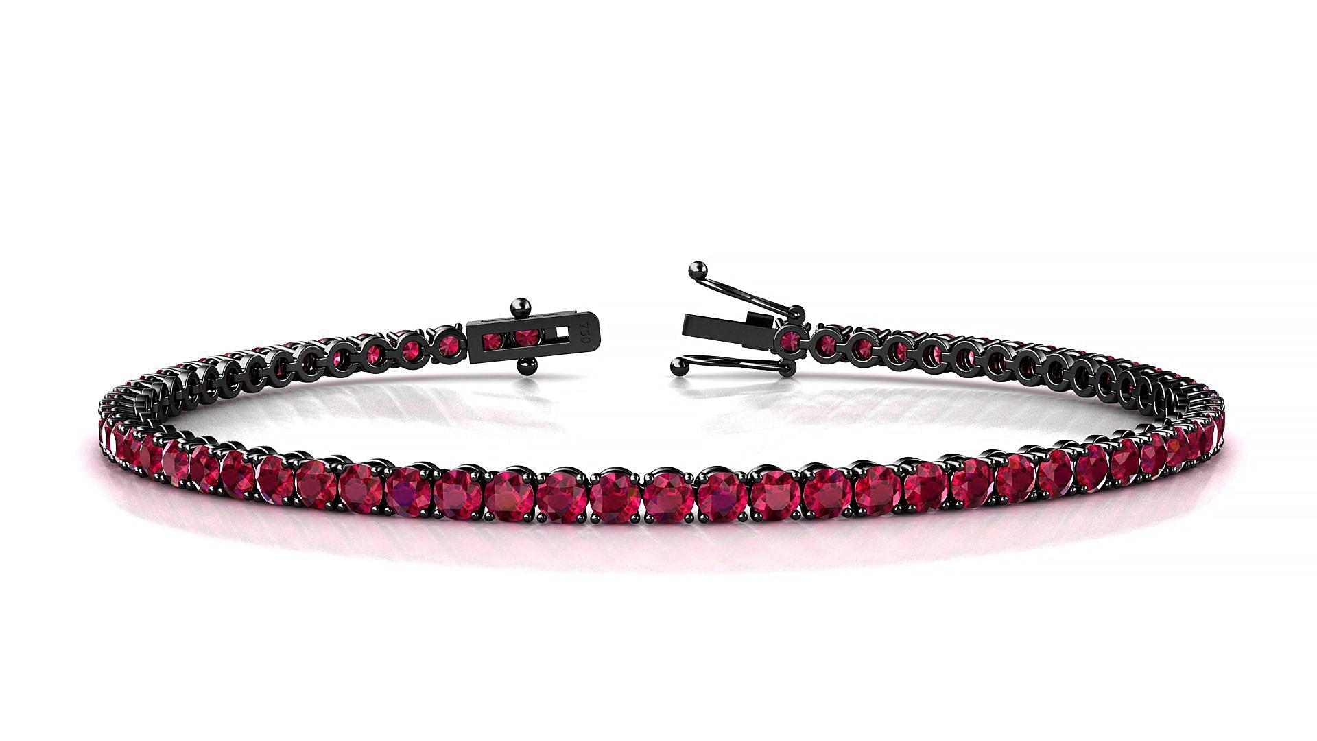 Firenze | 18k Black Gold 2.5 mm Round Natural Ruby Tennis Bracelet