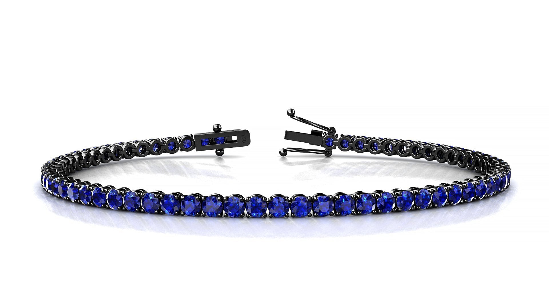 Firenze | 18k Black Gold 2.5 mm Round Natural Sapphire Tennis Bracelet