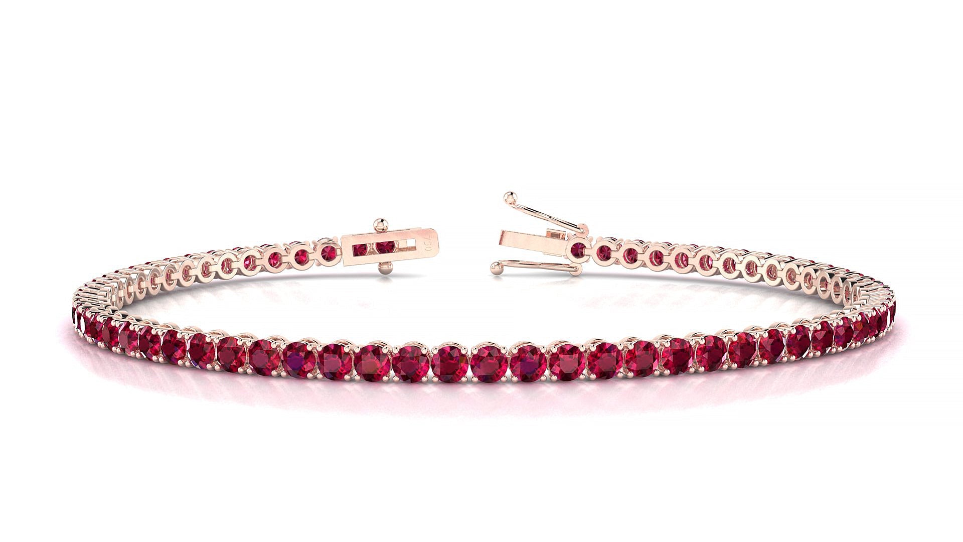 Firenze | 18k Rose Gold 2.5 mm Round Natural Ruby Tennis Bracelet