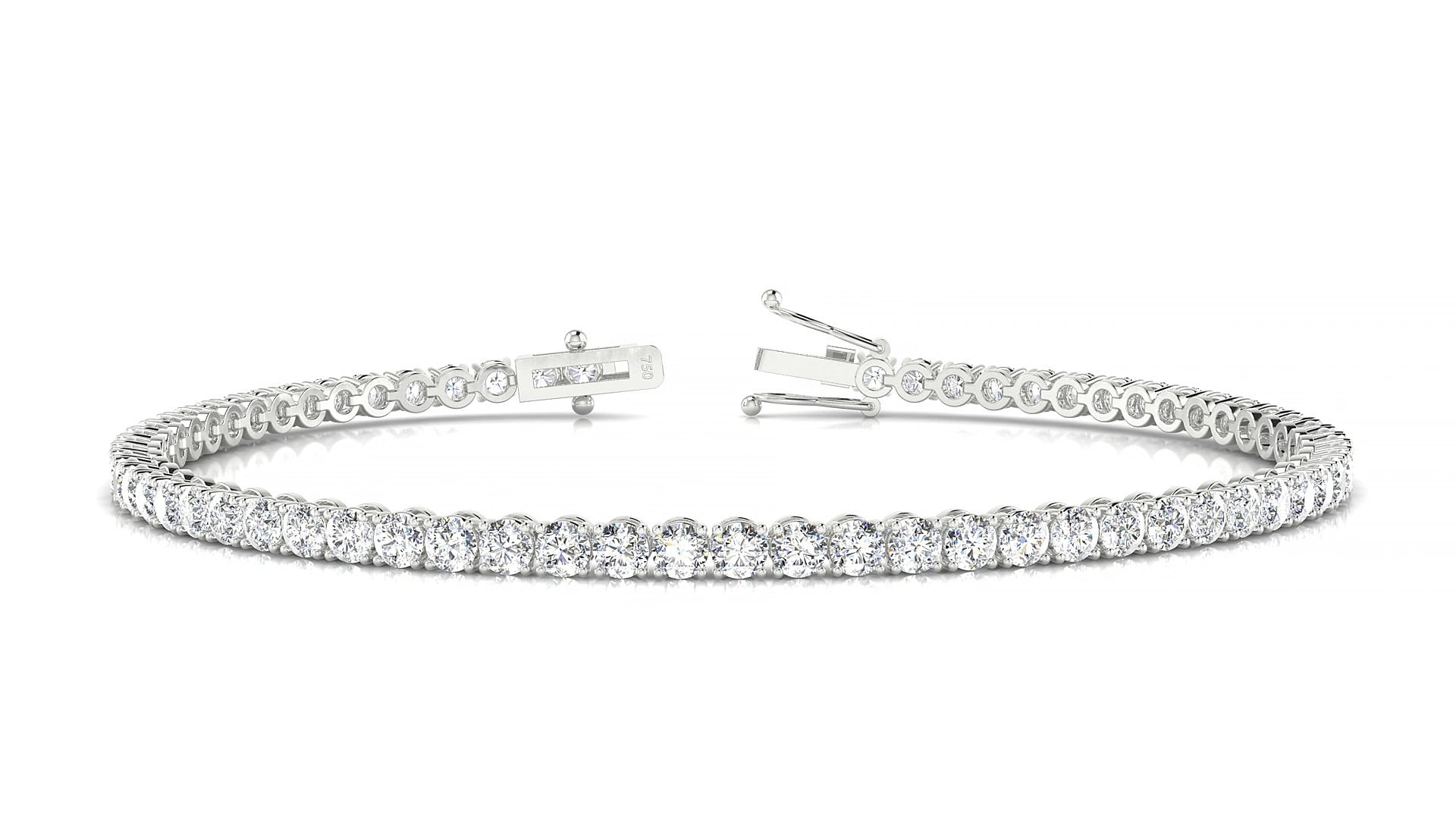 Firenze | 18k White Gold 2.5 mm Round Natural Diamond 17 cm Tennis Bracelet