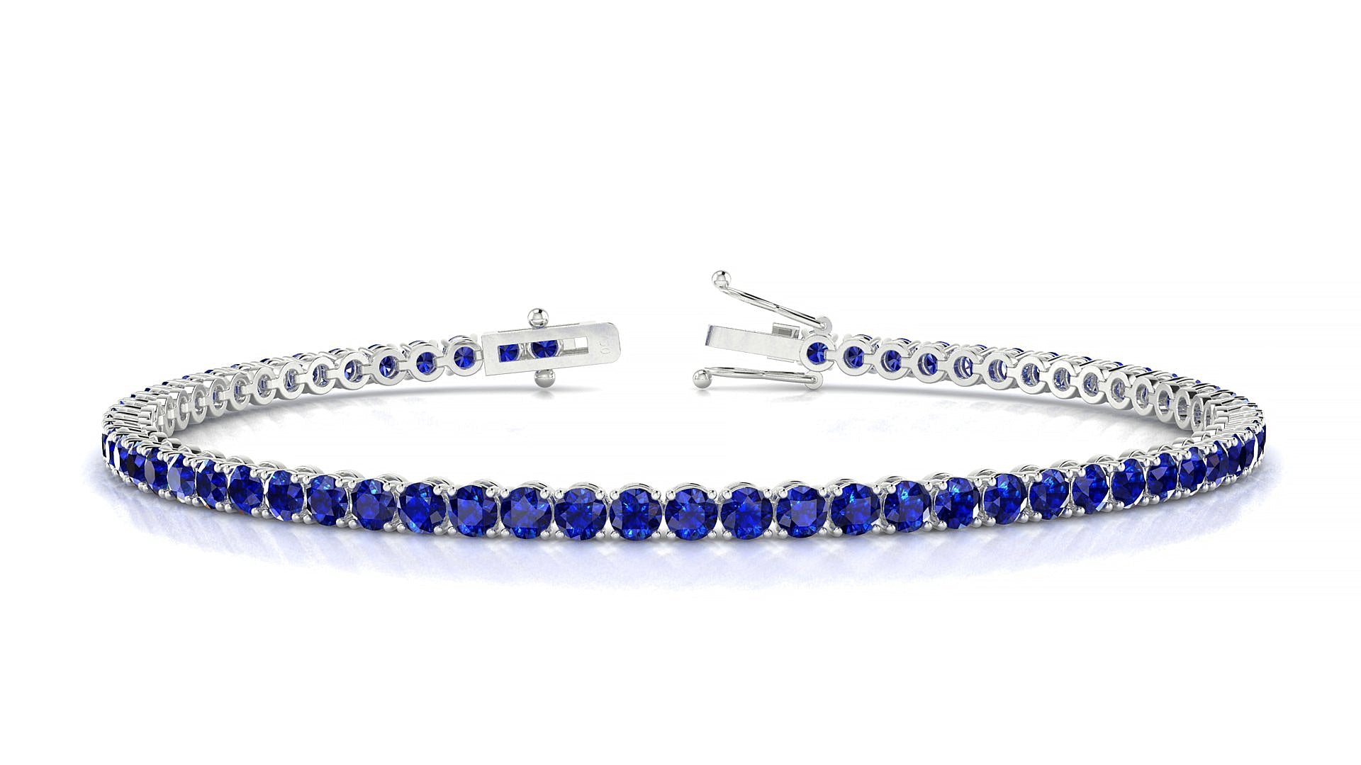 Firenze | 18k White Gold 2.5 mm Round Natural Sapphire Tennis Bracelet