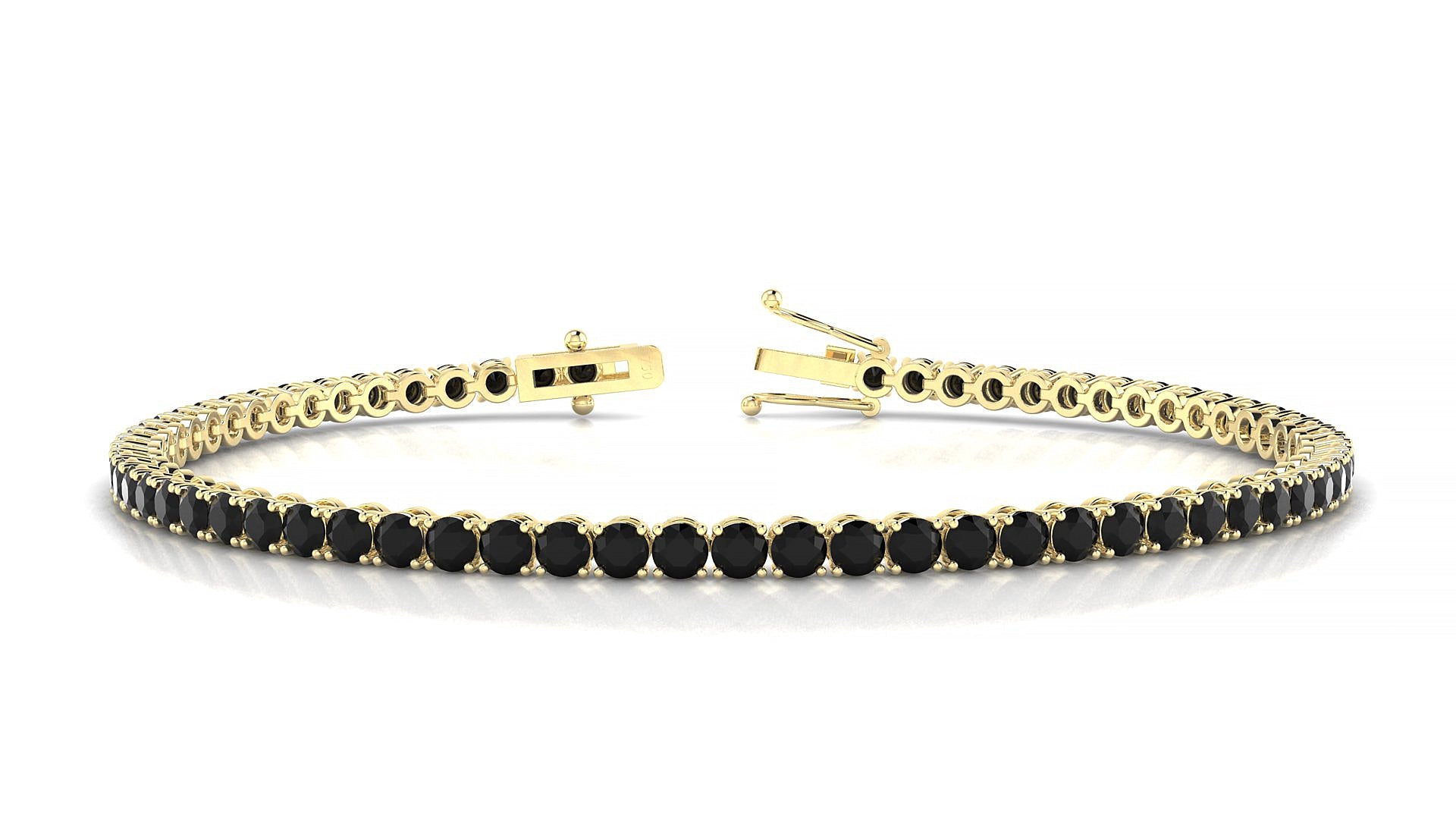 Firenze | 18k Yellow Gold 2.5 mm Round Natural Black Diamond Tennis Bracelet