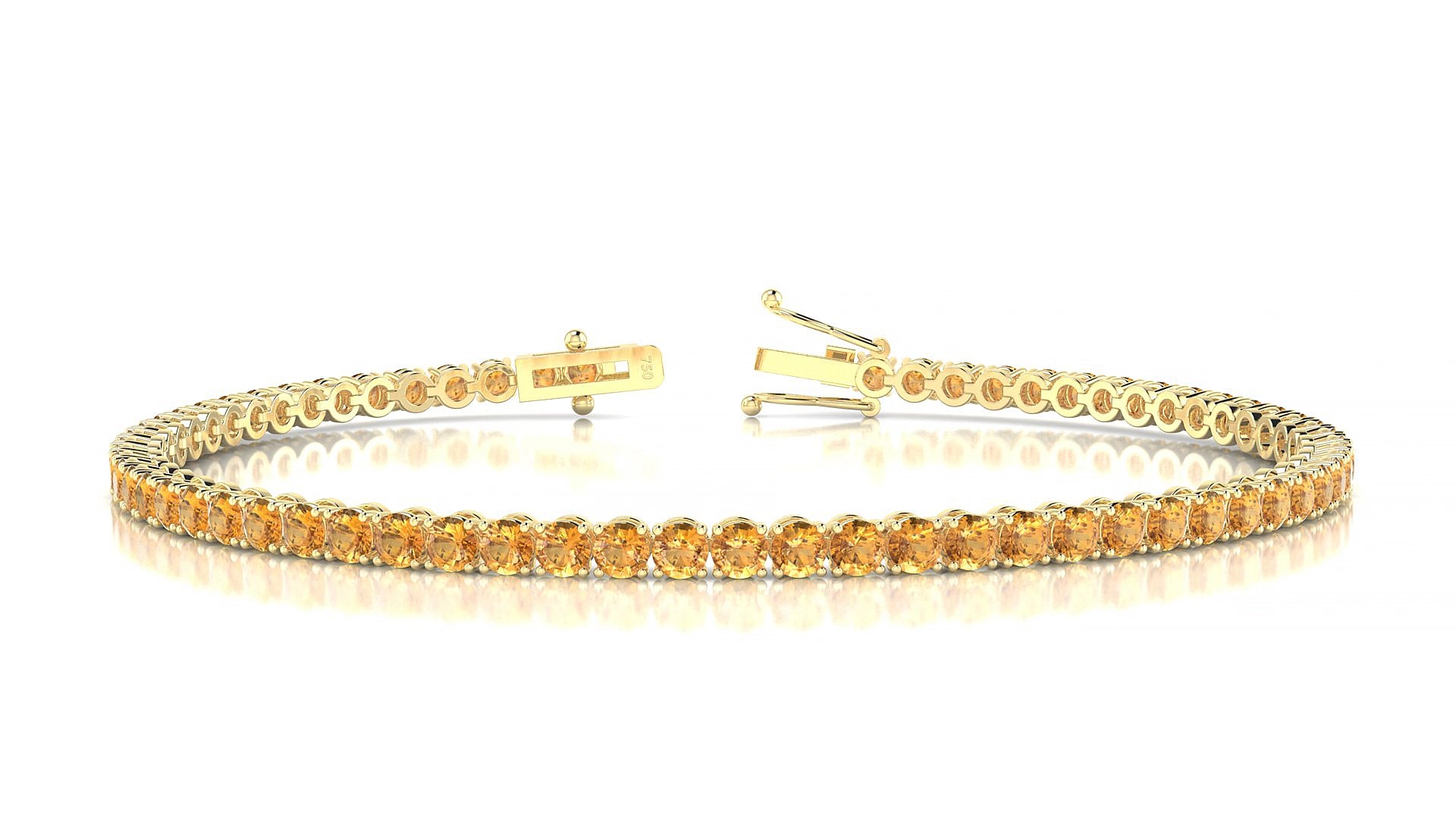 Firenze | 18k Yellow Gold 2.5 mm Round Natural Citrine 19 cm Tennis Bracelet