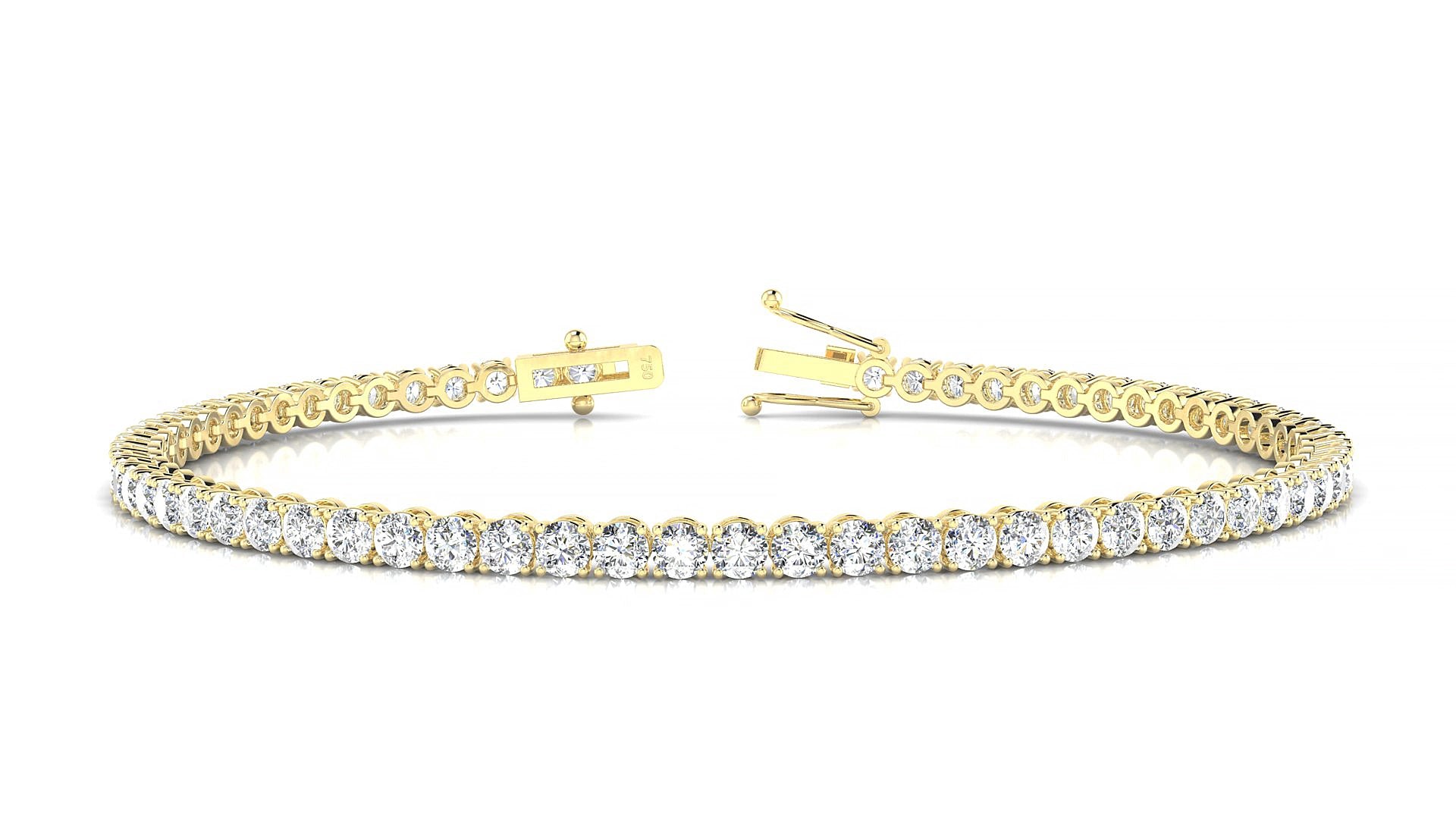 Firenze | 18k Yellow Gold 2.5 mm Round Natural Diamond 20 cm Tennis Bracelet