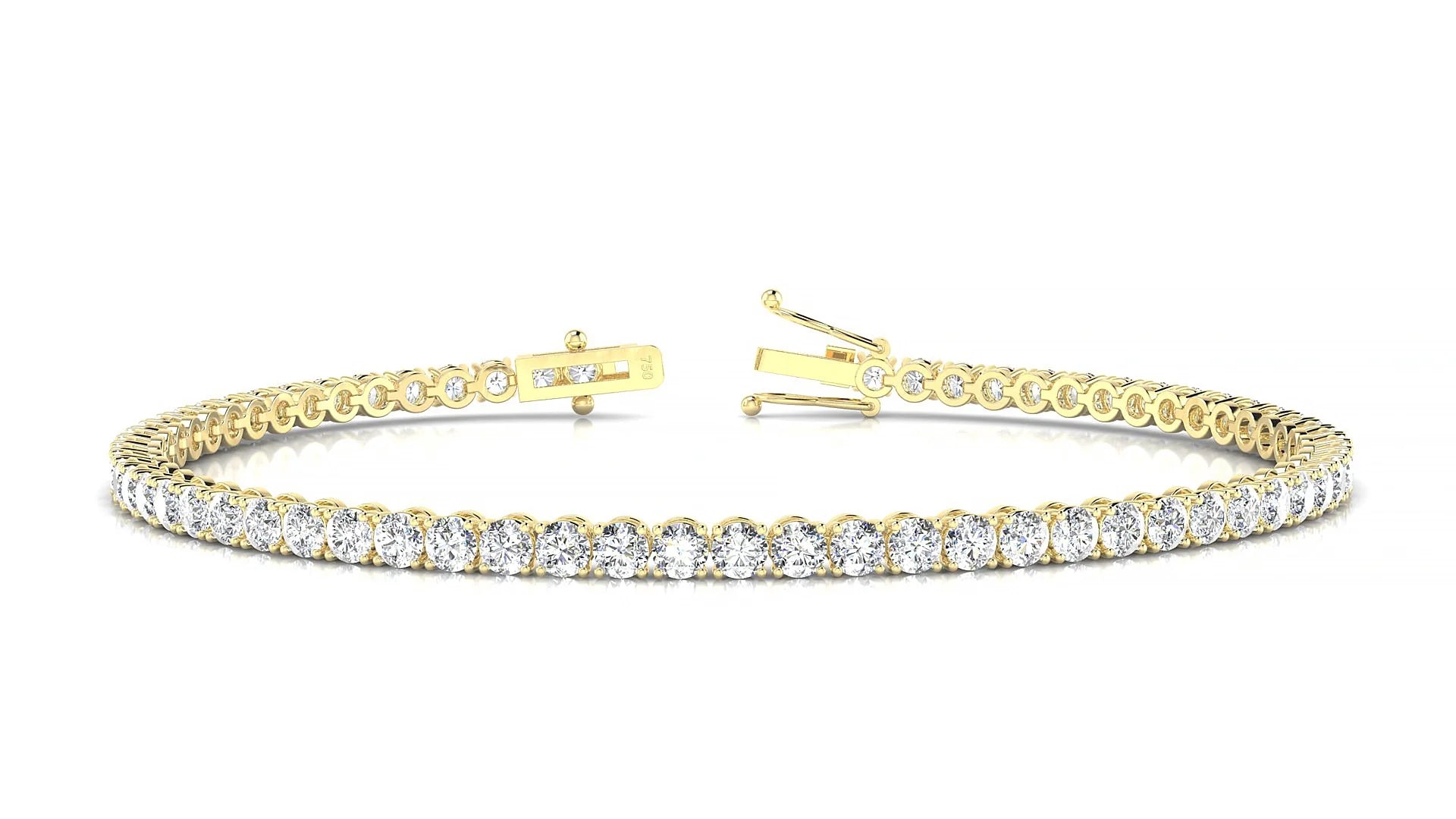 Firenze | 18k Yellow Gold 2.5 mm Round Lab-Grown Diamond 18 cm Tennis Bracelet