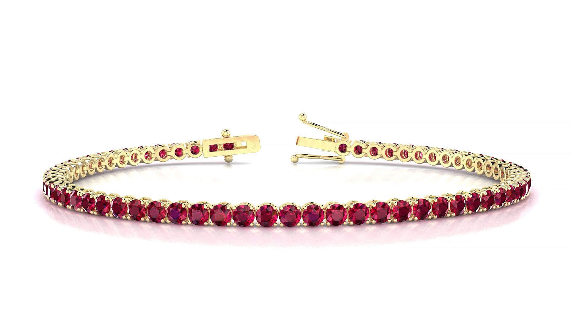Firenze | 18k Yellow Gold 2.5 mm Round Natural Ruby Tennis Bracelet