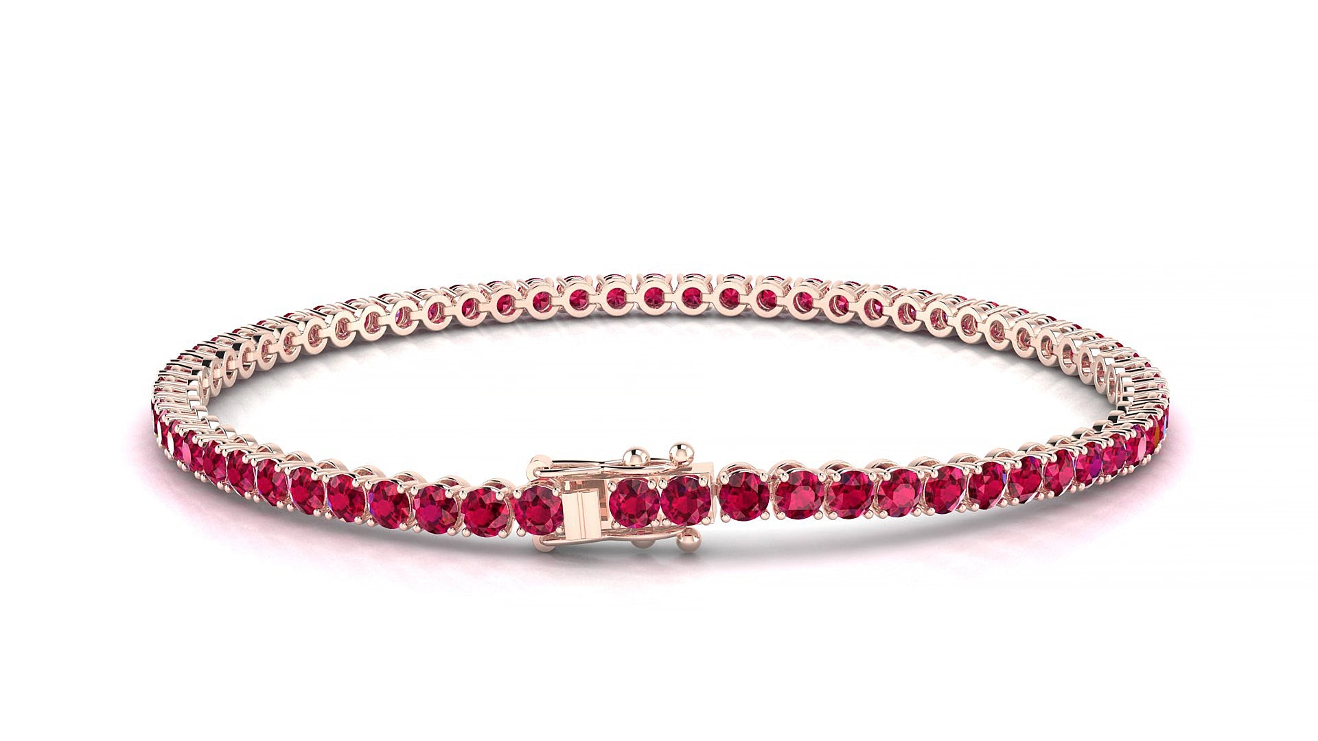 Firenze | 18k Rose Gold 2.5 mm Round Natural Ruby 16 cm Tennis Bracelet