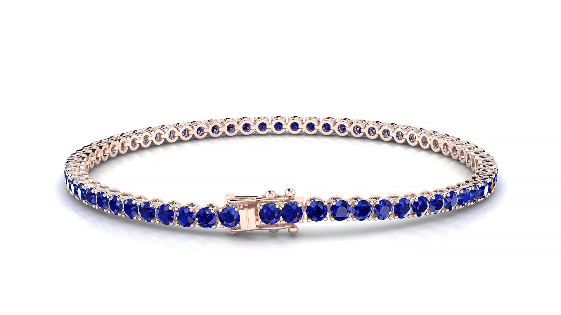 Firenze | 18k Rose Gold 2.5 mm Round Natural Sapphire Tennis Bracelet