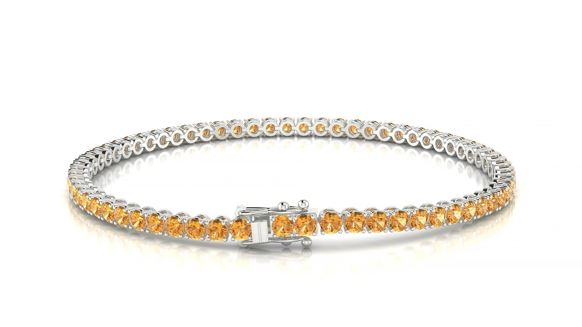 Firenze | 18k White Gold 2.5 mm Round Natural Citrine Tennis Bracelet