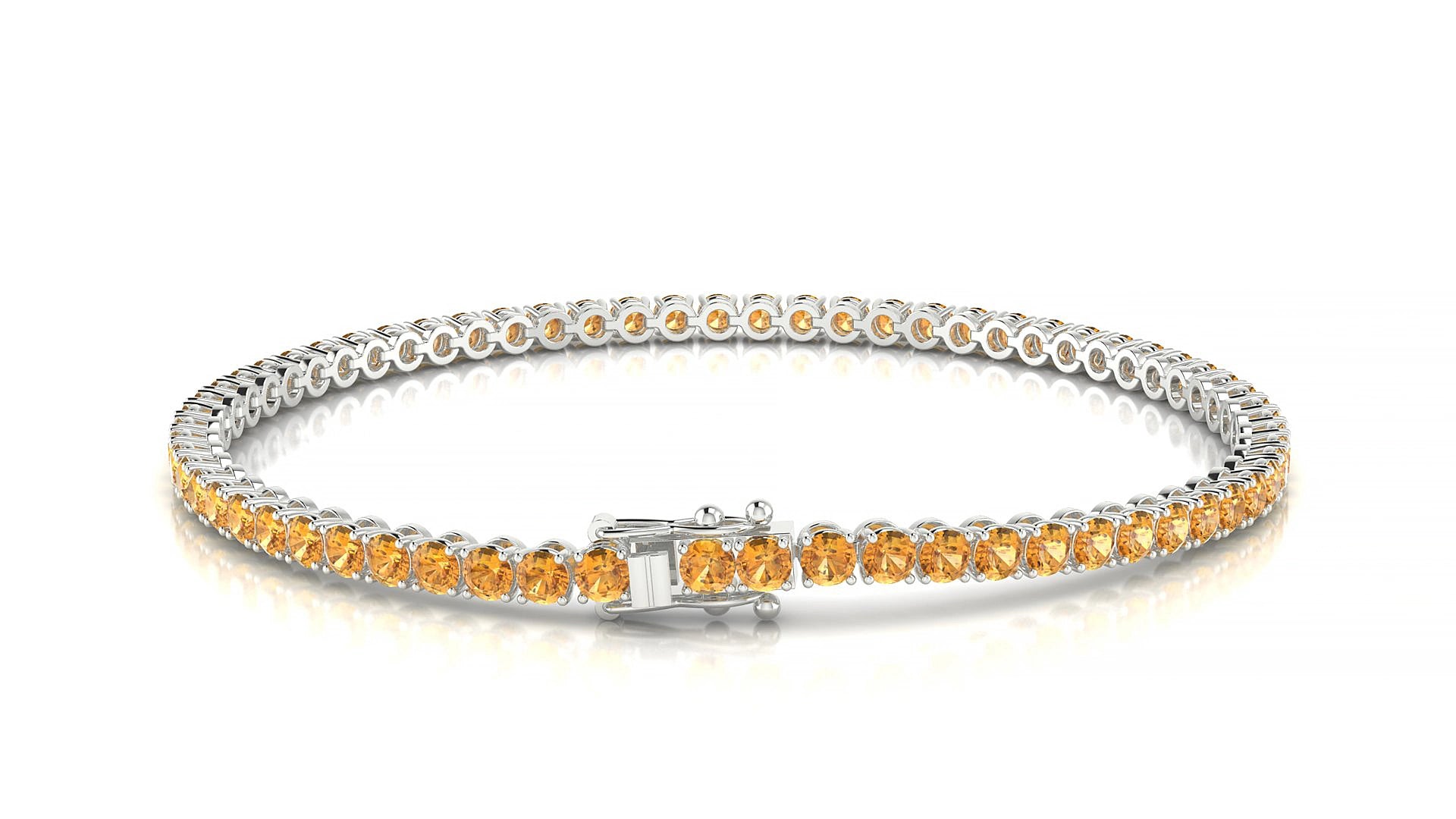 Firenze | 18k White Gold 2.5 mm Round Natural Citrine 18 cm Tennis Bracelet