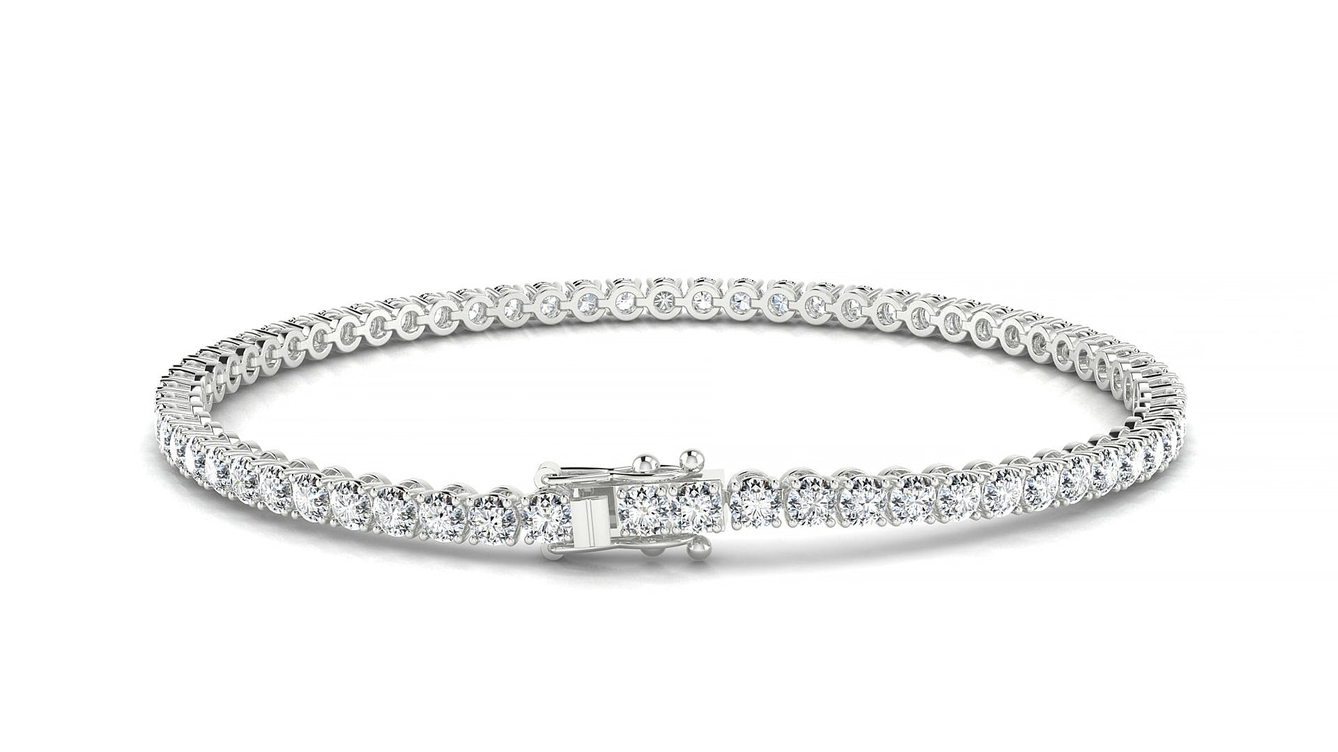 Firenze | 18k White Gold 2.5 mm Round Natural Diamond 18 cm Tennis Bracelet