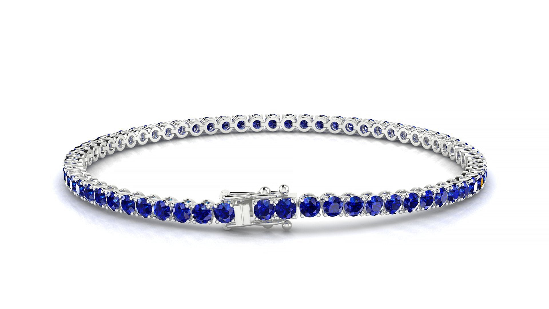 Firenze | 18k White Gold 2.5 mm Round Natural Sapphire Tennis Bracelet