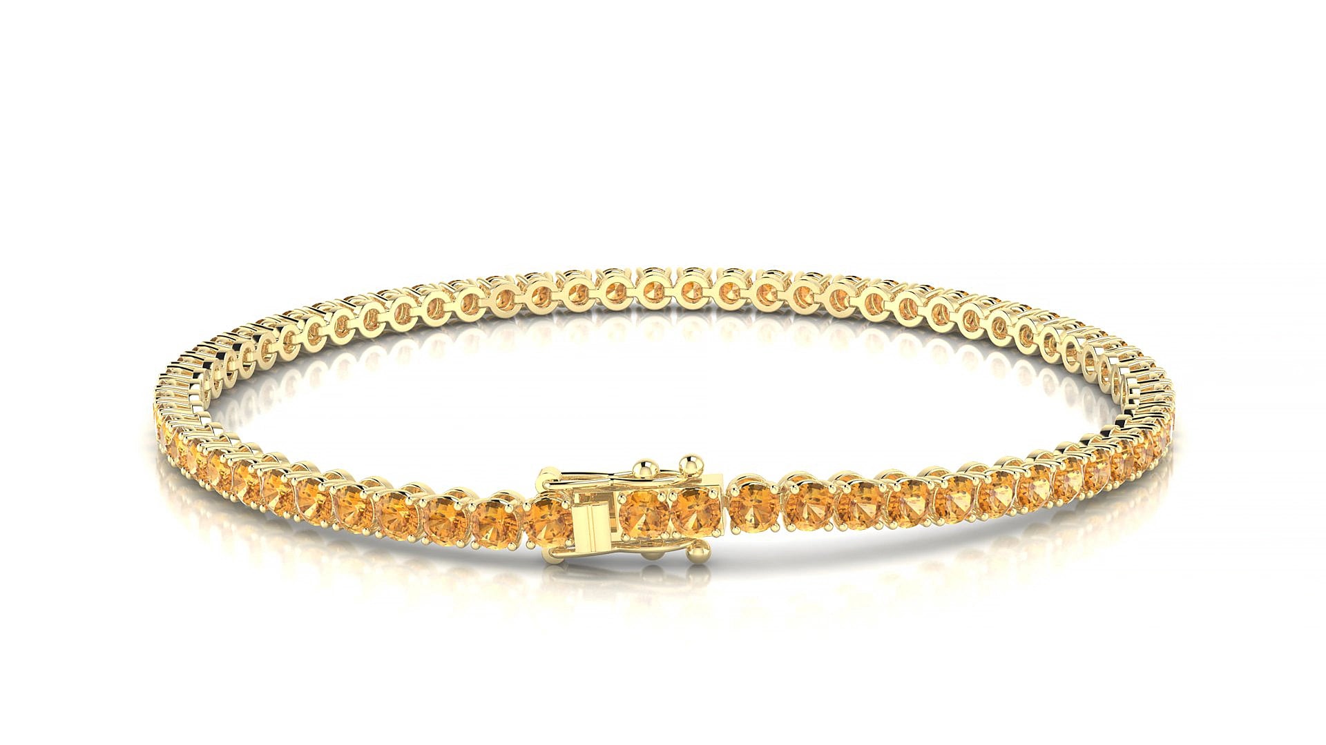 Firenze | 18k Yellow Gold 2.5 mm Round Natural Citrine 15 cm Tennis Bracelet