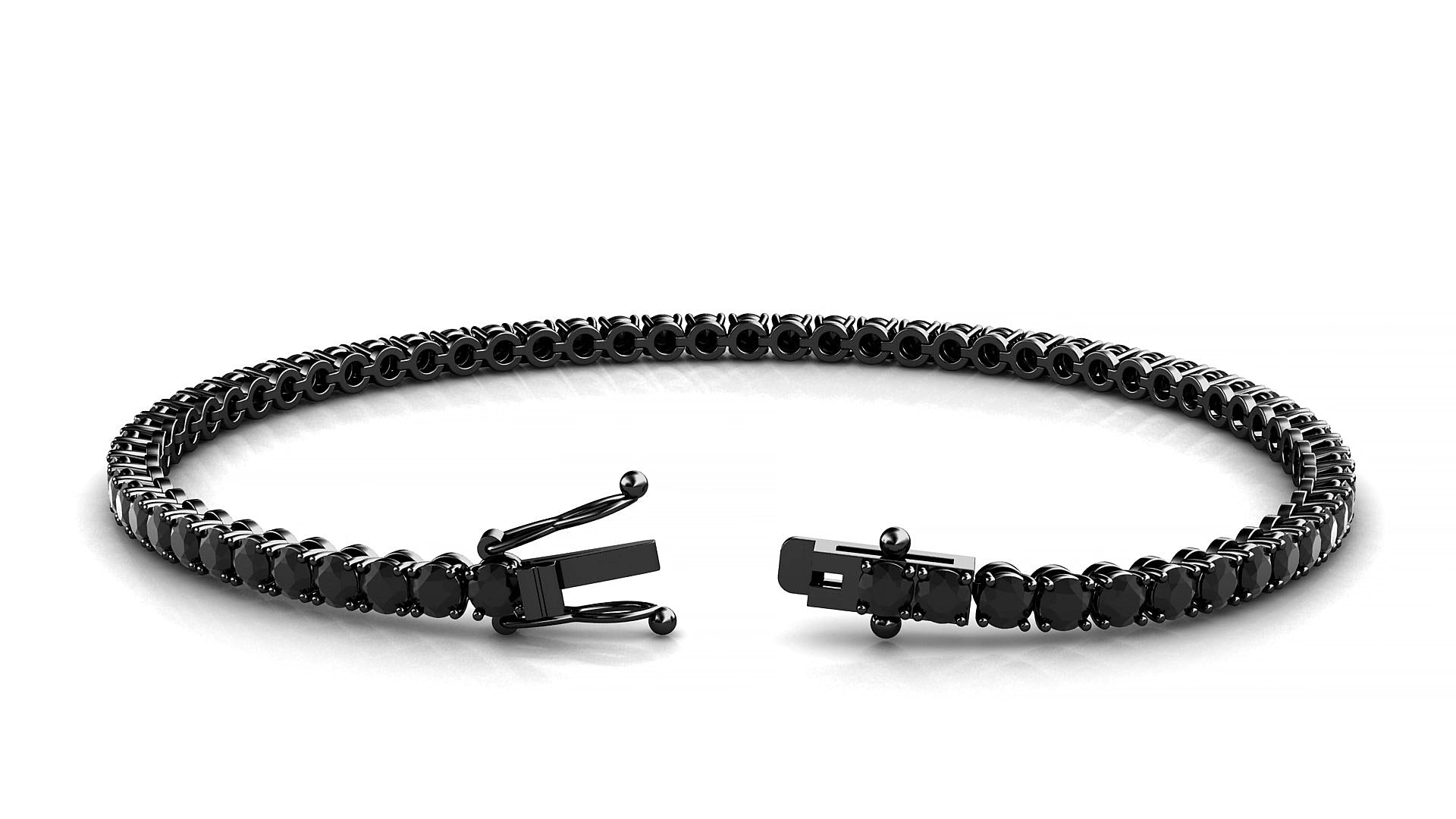Firenze | 18k Black Gold 2.5 mm Round Natural Black Diamond 18 cm Tennis Bracelet