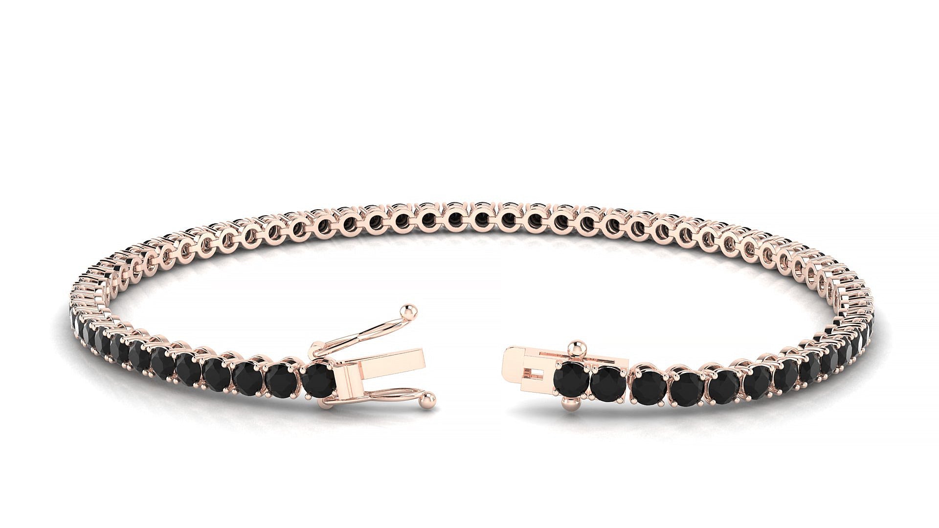 Firenze | 18k Rose Gold 2.5 mm Round Natural Black Diamond Tennis Bracelet