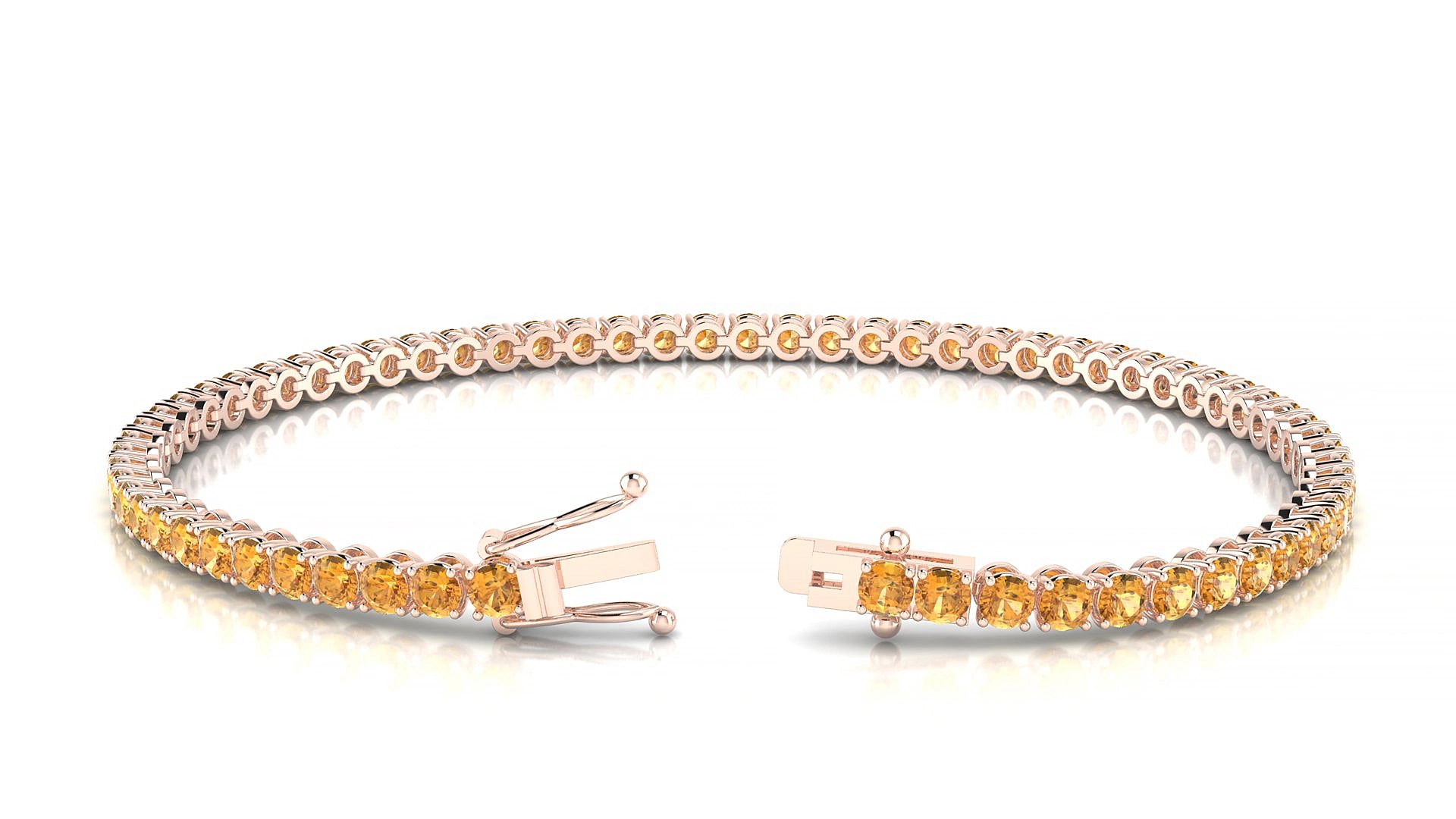 Firenze | 18k Rose Gold 2.5 mm Round Natural Citrine 15 cm Tennis Bracelet