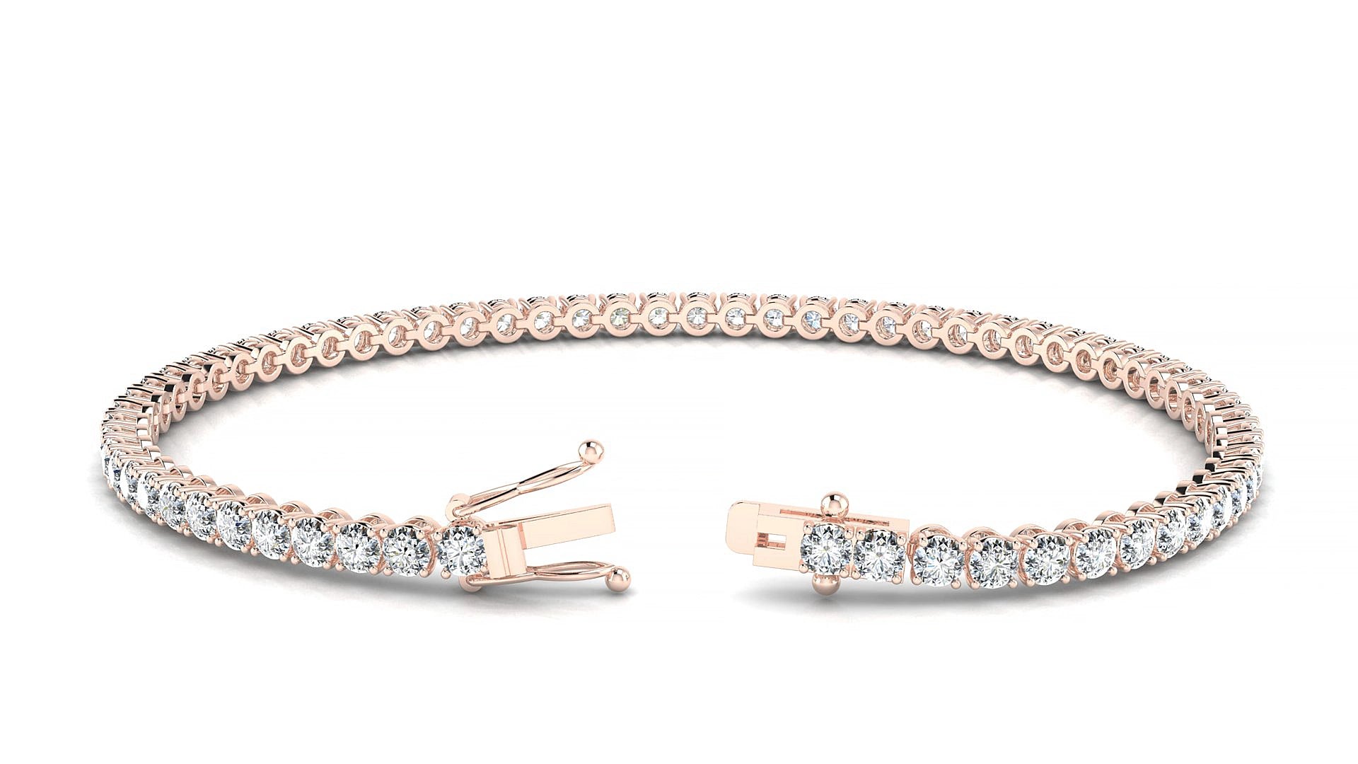 Firenze | 18k Rose Gold 2.5 mm Round Natural Diamond 18 cm Tennis Bracelet