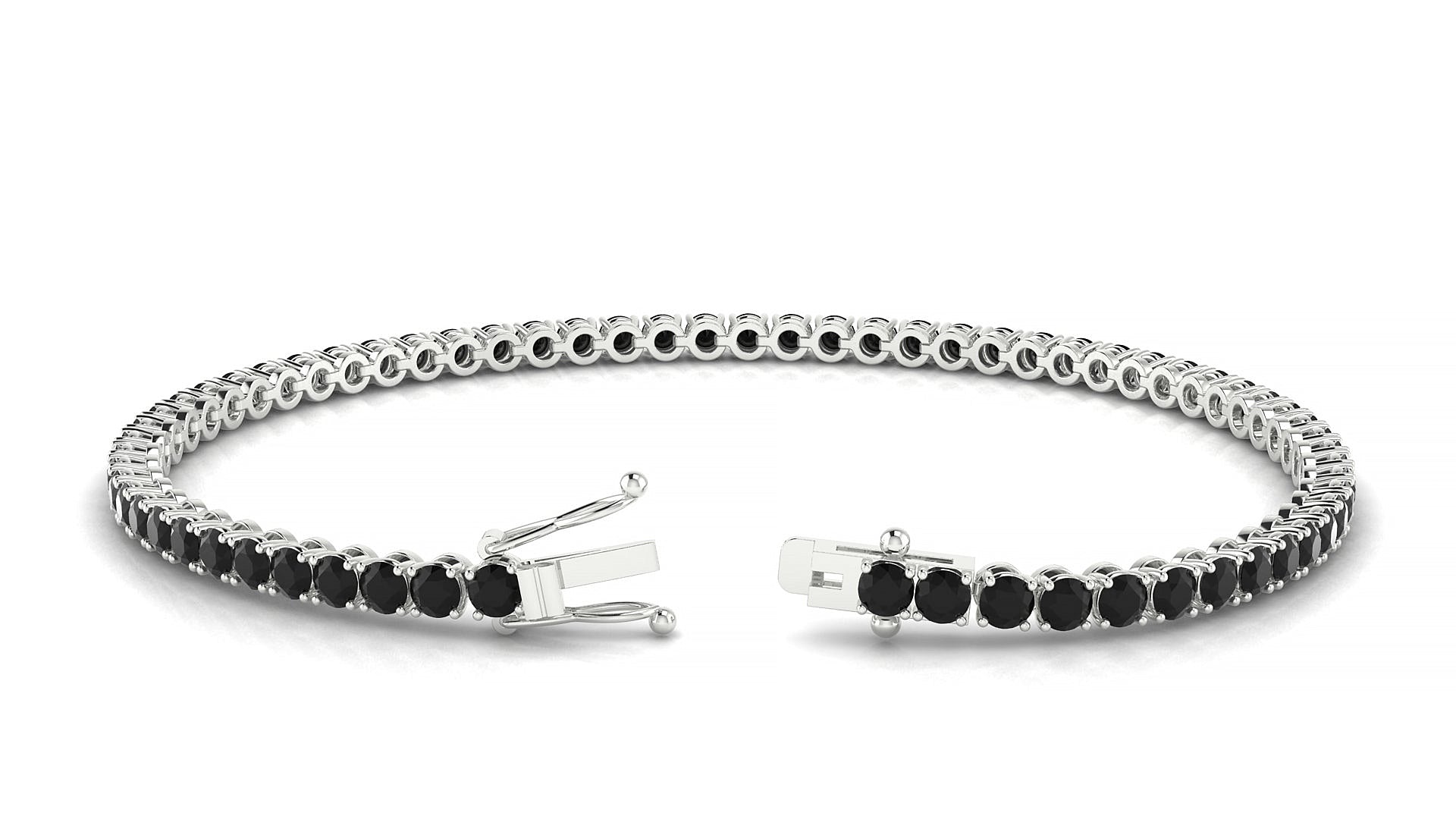 Firenze | 18k White Gold 2.5 mm Round Natural Black Diamond Tennis Bracelet