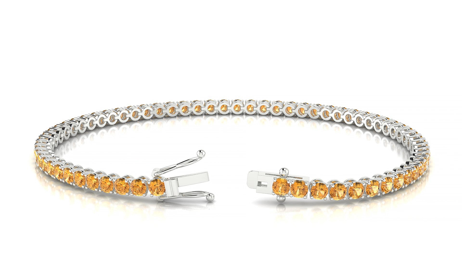 Firenze | 18k White Gold 2.5 mm Round Natural Citrine 18 cm Tennis Bracelet