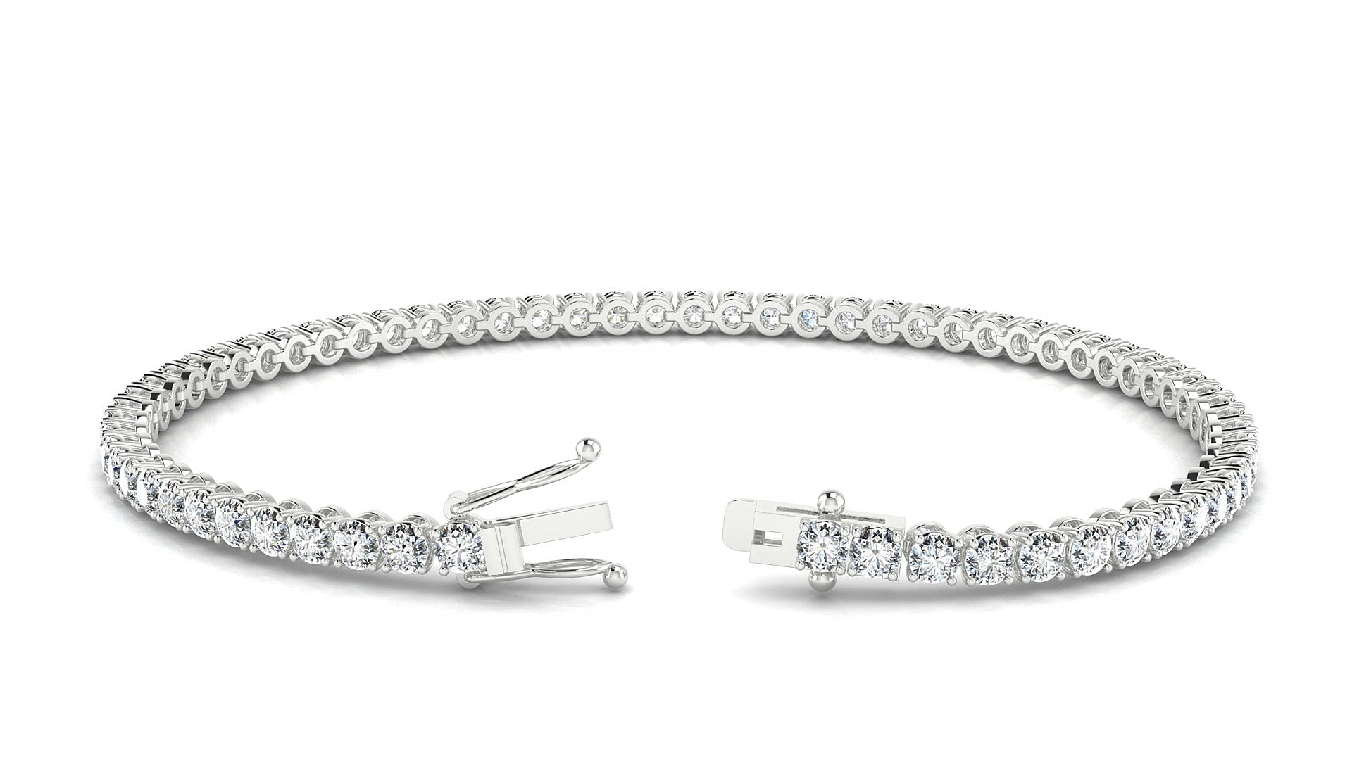 Firenze | 18k White Gold 2.5 mm Round Natural Diamond 18 cm Tennis Bracelet