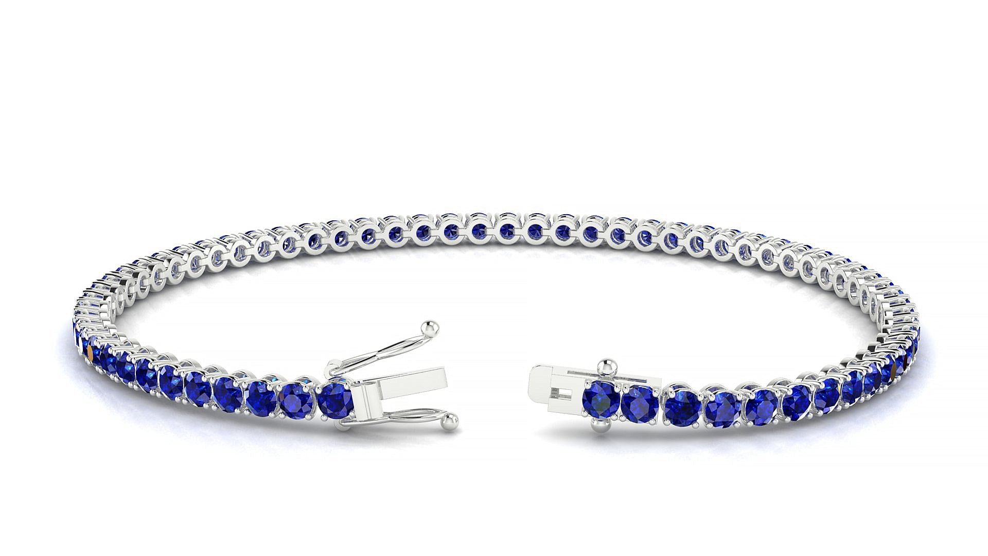 Firenze | 18k White Gold 2.5 mm Round Natural Sapphire Tennis Bracelet