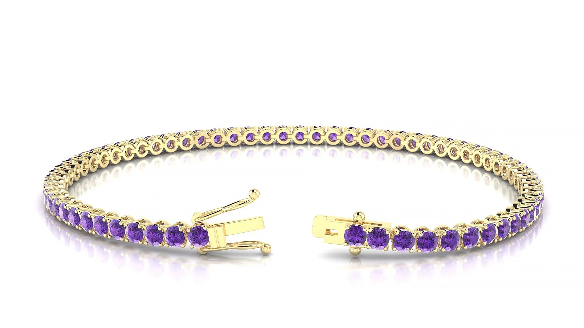 Firenze | 18k Yellow Gold 2.5 mm Round Natural Amethyst Tennis Bracelet