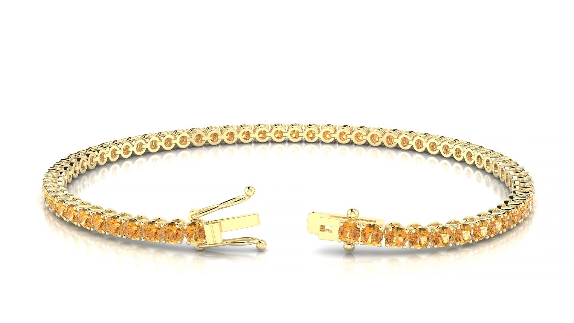 Firenze | 18k Yellow Gold 2.5 mm Round Natural Citrine 15 cm Tennis Bracelet