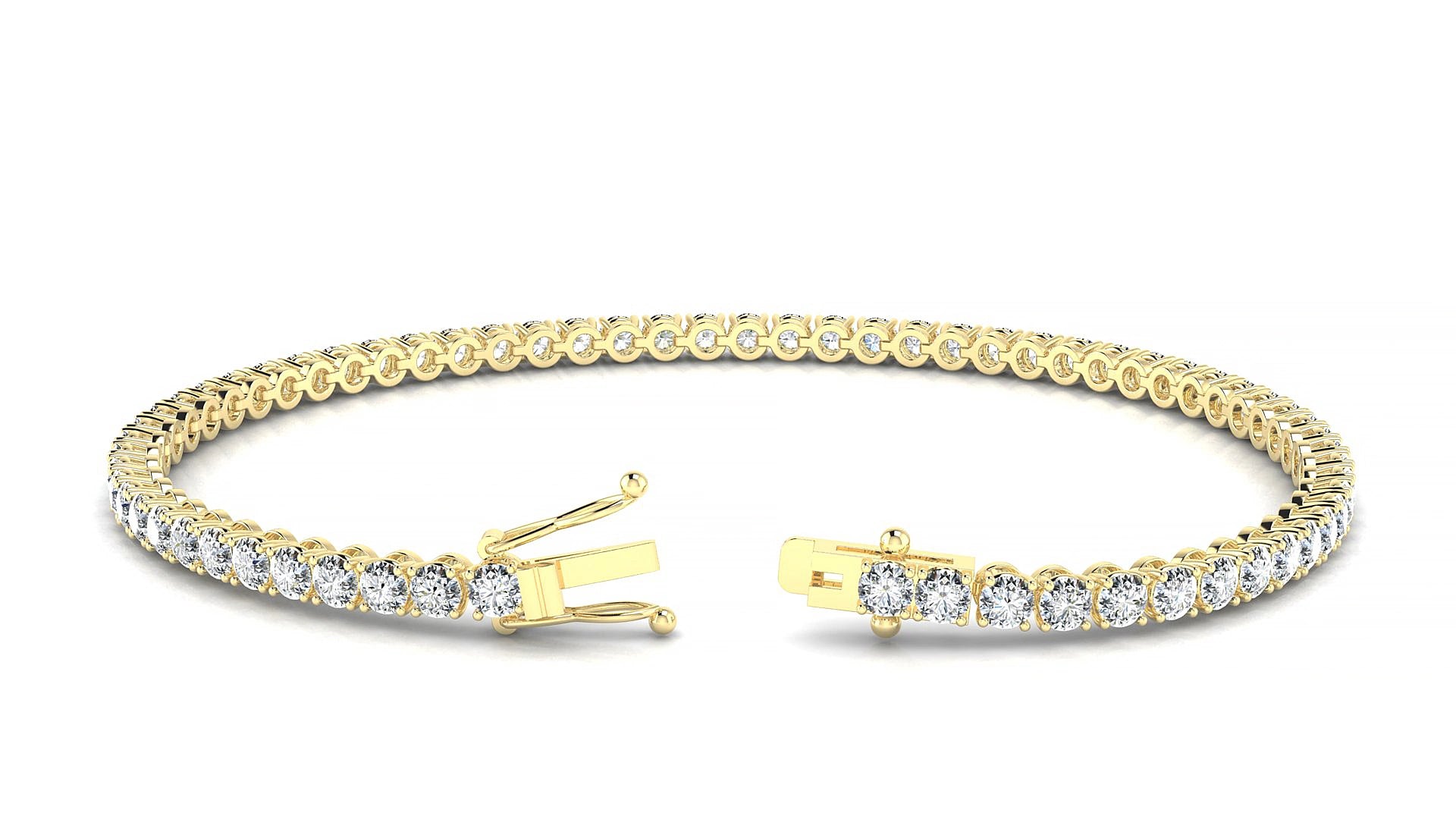 Firenze | 18k Yellow Gold 2.5 mm Round Natural Diamond 18 cm Tennis Bracelet