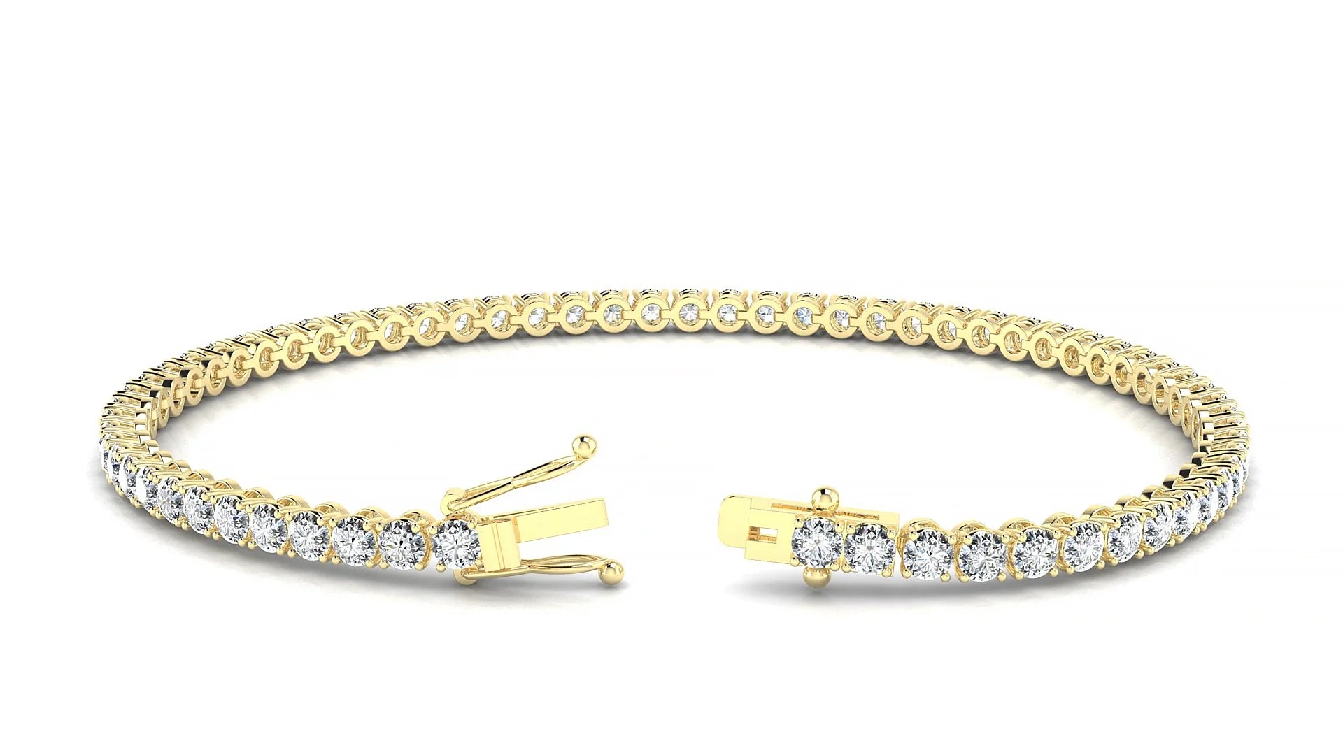 Firenze | 18k Yellow Gold 2.5 mm Round Lab-Grown Diamond 18 cm Tennis Bracelet