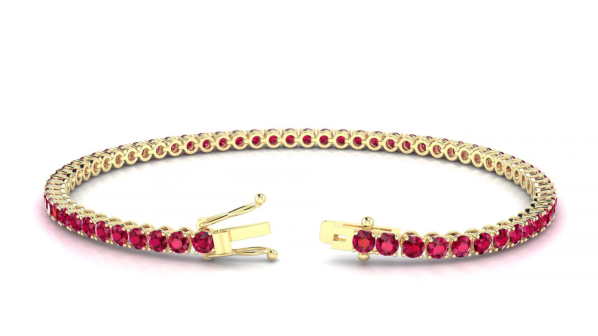 Firenze | 18k Yellow Gold 2.5 mm Round Natural Ruby 15 cm Tennis Bracelet