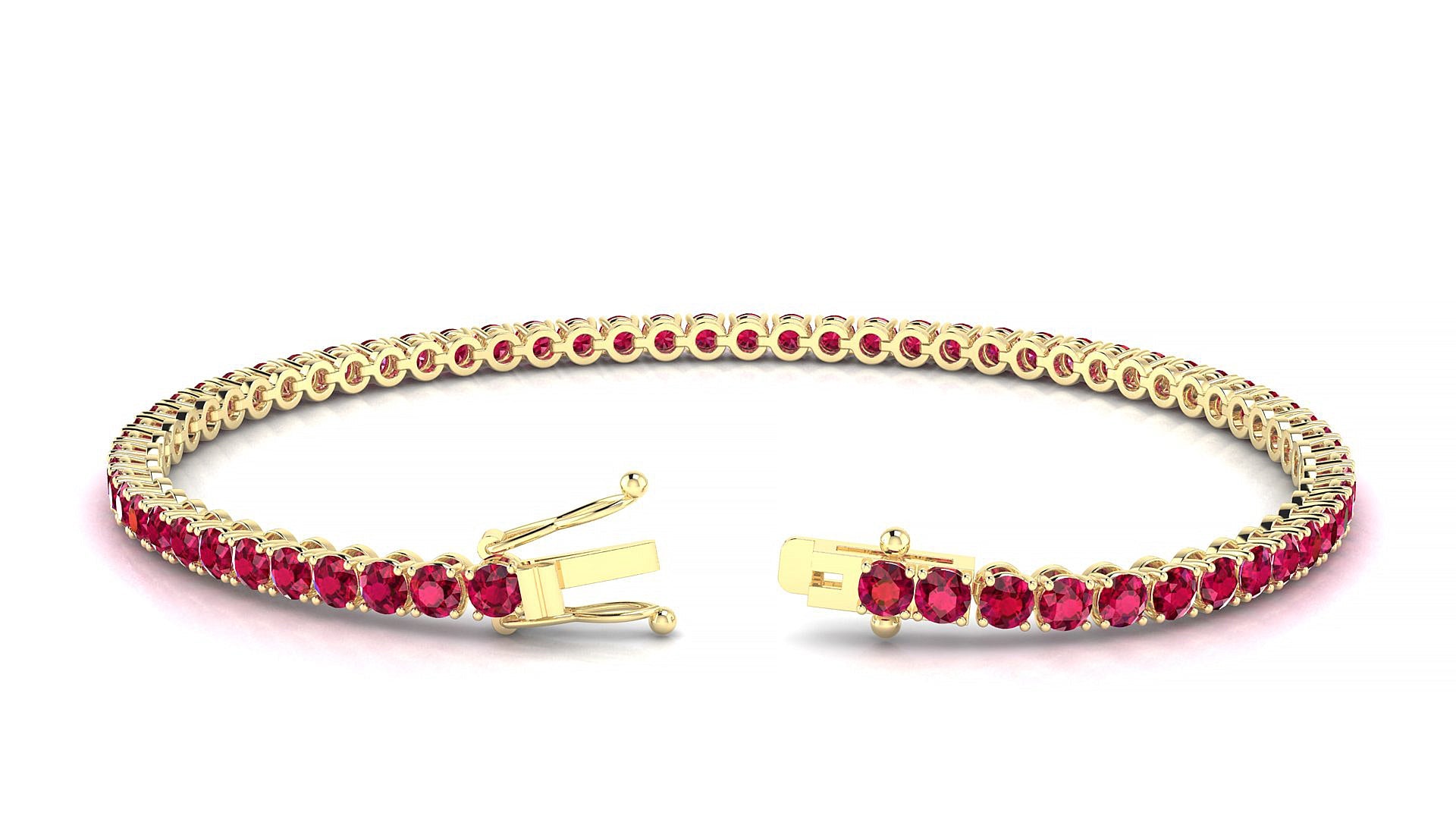 Firenze | 18k Yellow Gold 2.5 mm Round Natural Ruby Tennis Bracelet