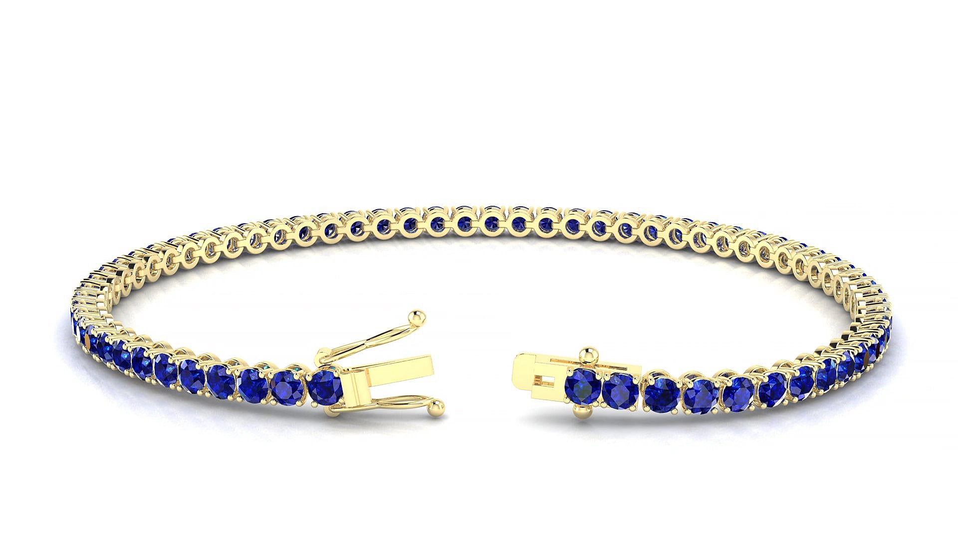 Firenze | 18k Yellow Gold 2.5 mm Round Natural Sapphire 20 cm Tennis Bracelet