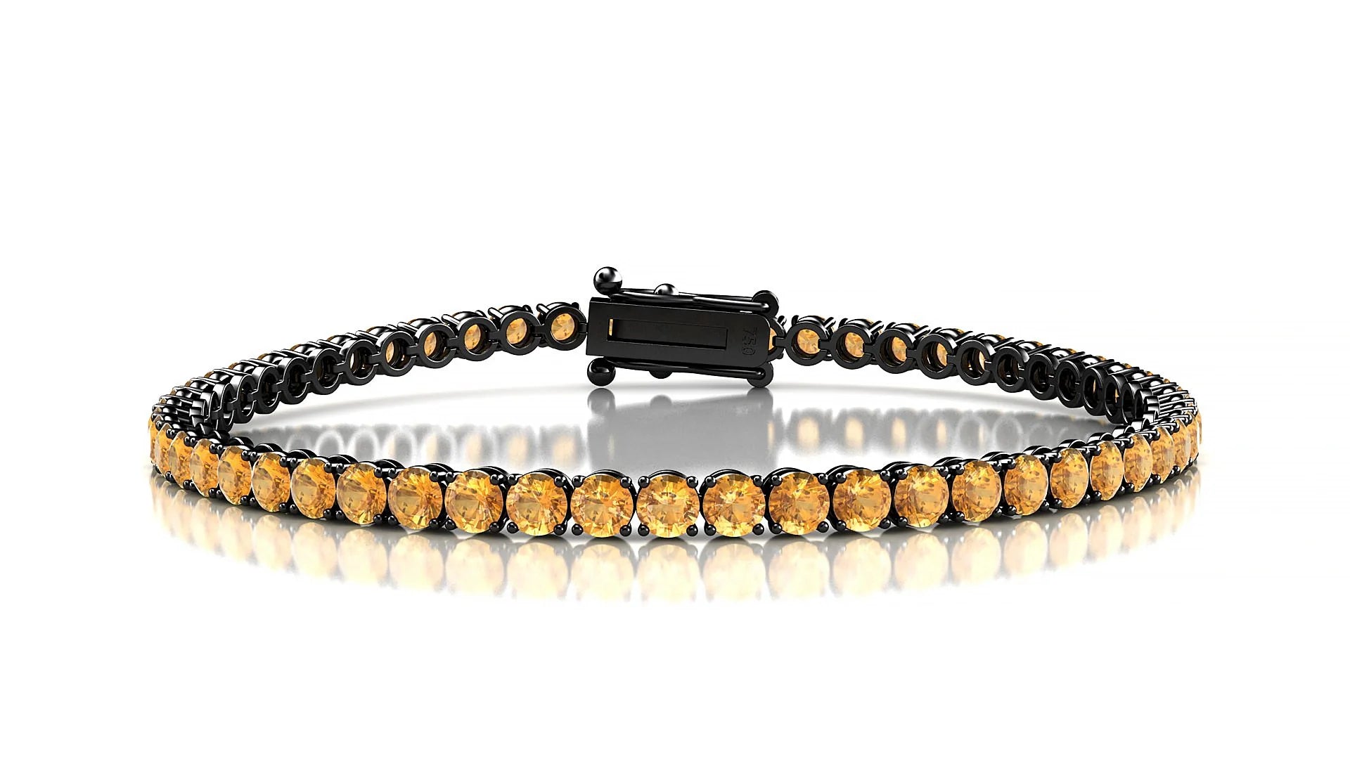 Firenze | 18k Black Gold 3 mm Round Natural Citrine Tennis Bracelet