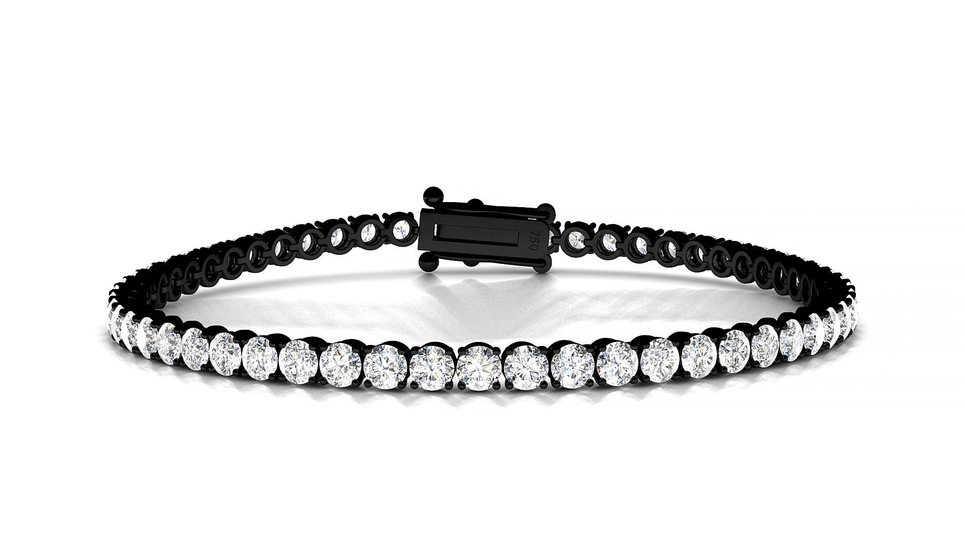 Firenze | 18k Black Gold 3 mm Round Lab-Grown Diamond 16 cm Tennis Bracelet