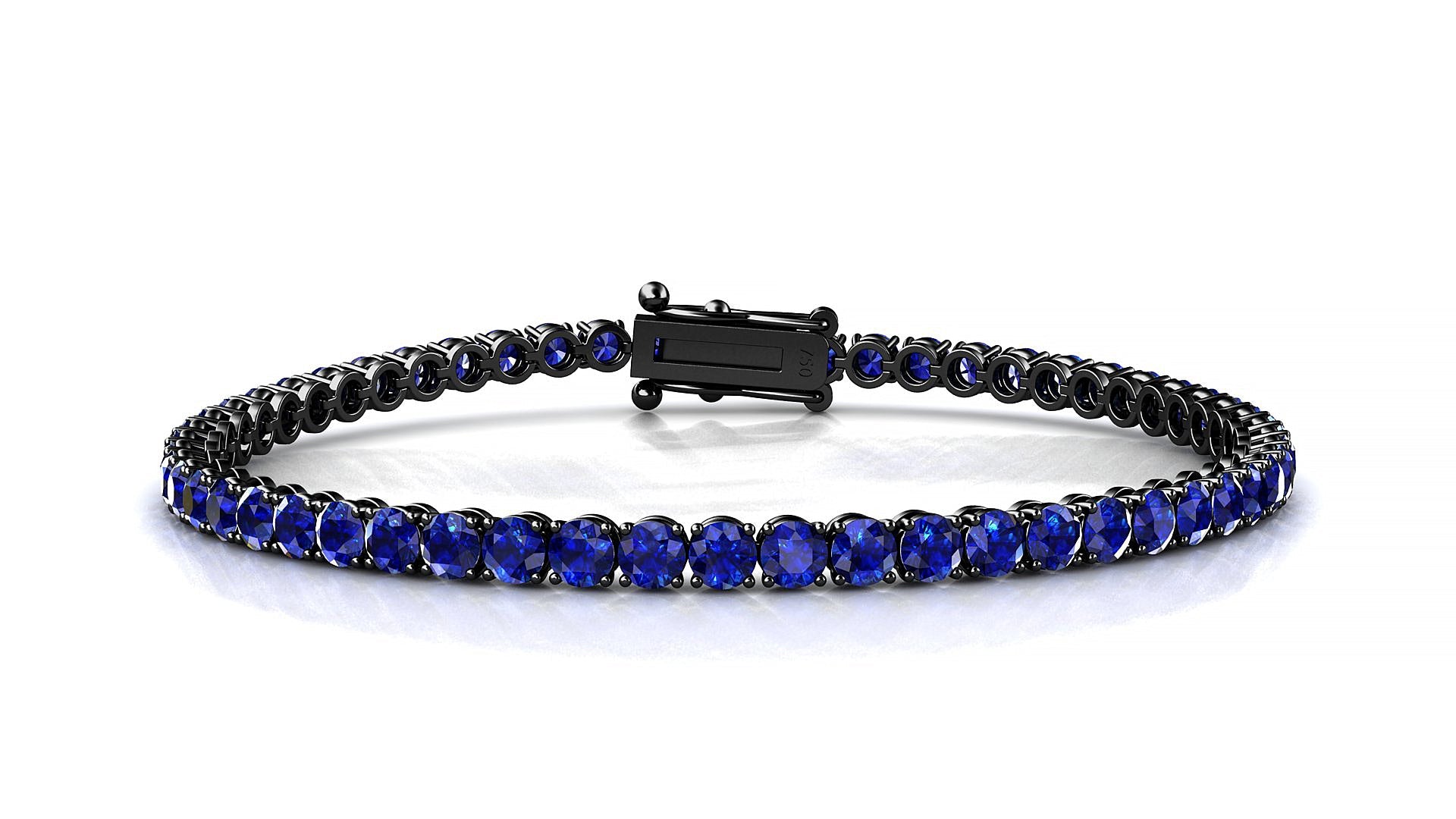 Firenze | 18k Black Gold 3 mm Round Natural Sapphire Tennis Bracelet