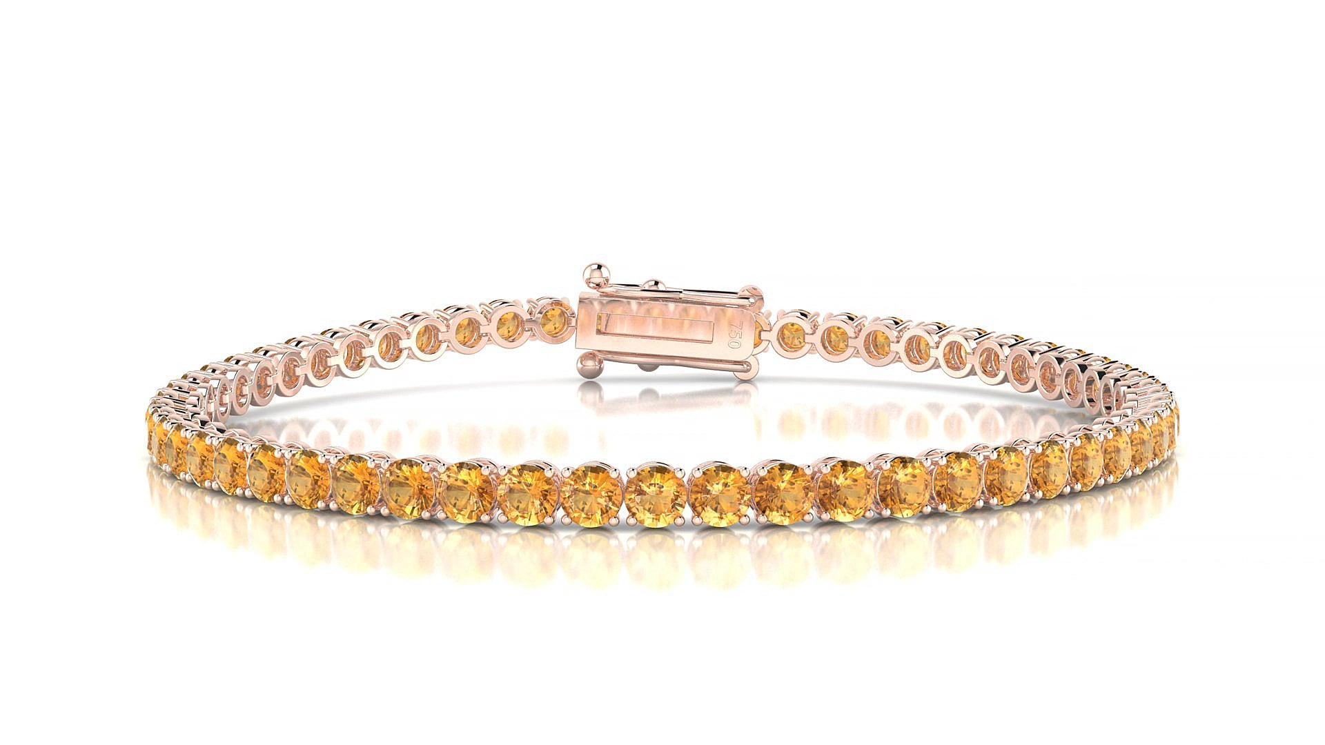 Firenze | 18k Rose Gold 3 mm Round Natural Citrine 15 cm Tennis Bracelet